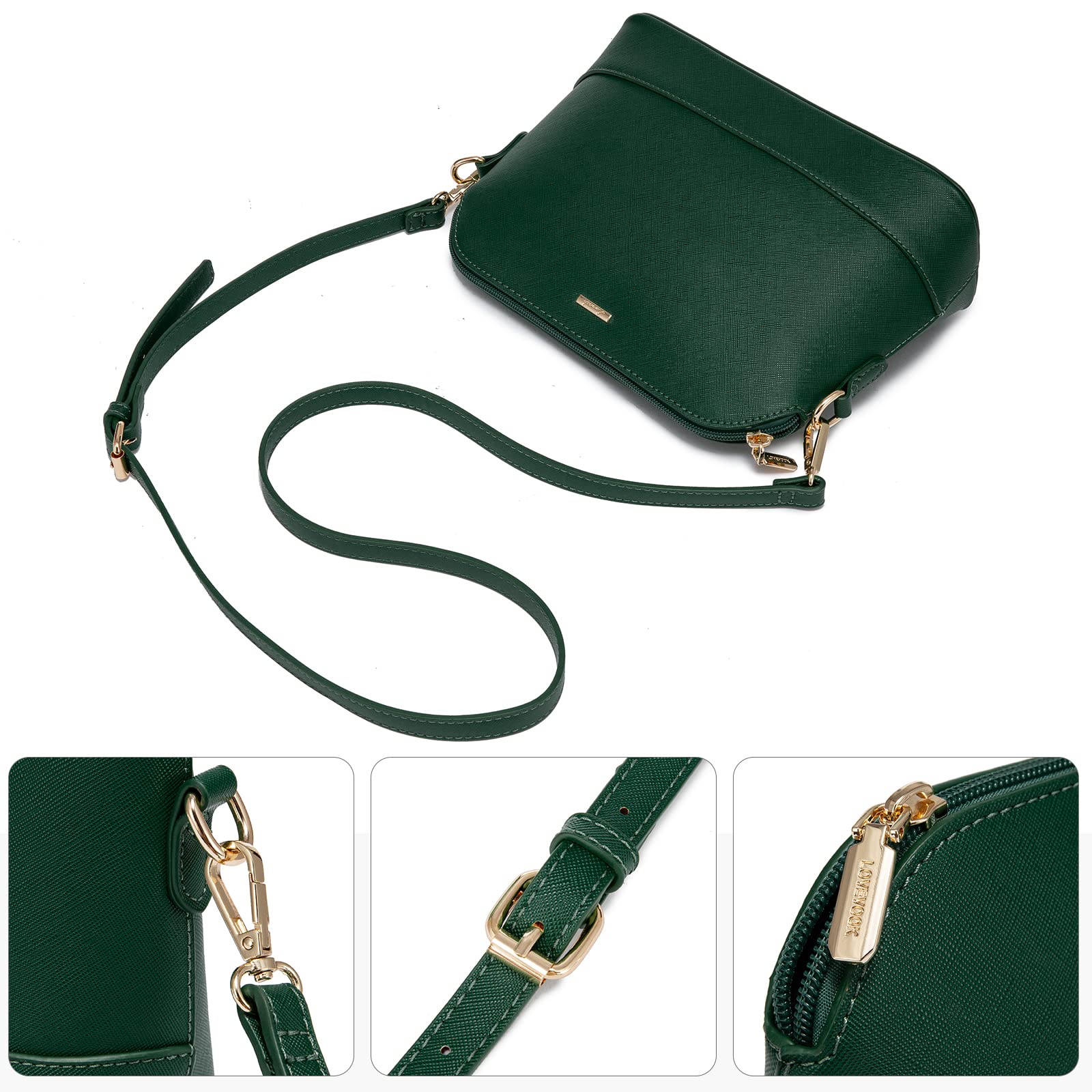 Foto 8 pulgar | Juego De Bolsos Lovevook De 3 Piezas De Cuero Sintético Verde Oscuro - Venta Internacional.