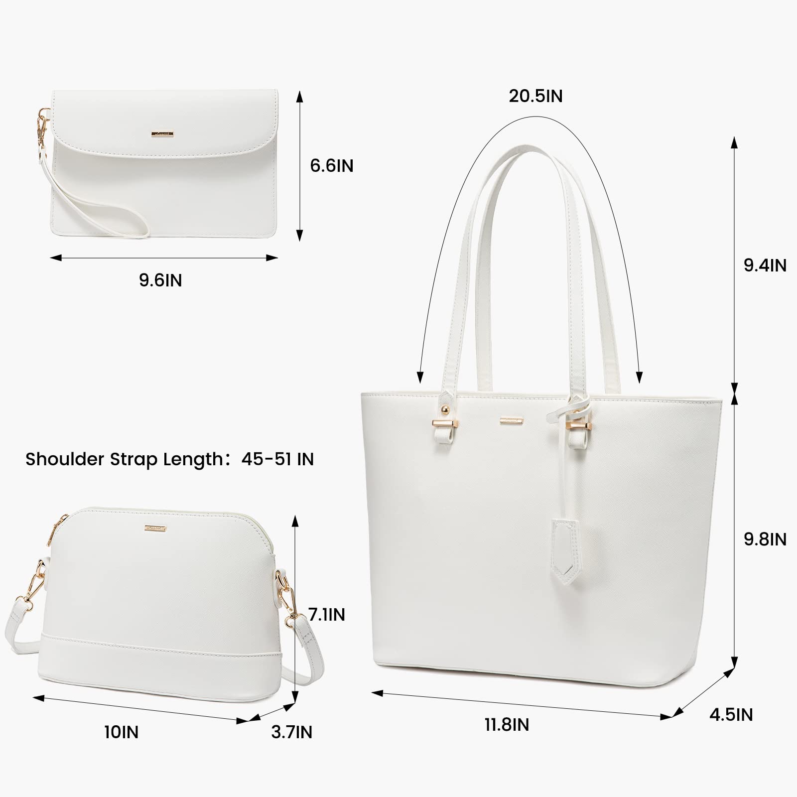 Foto 3 pulgar | Set De 3 Bolsos Lovevook De Piel Sintética, Color Blanco - Venta Internacional.