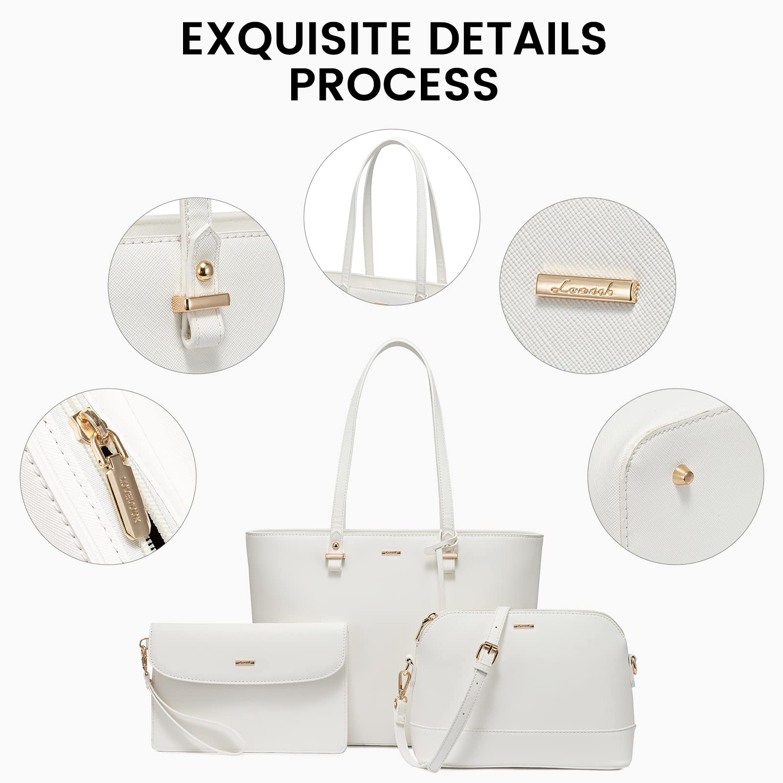 Foto 3 | Set De 3 Bolsos Lovevook De Piel Sintética, Color Blanco - Venta Internacional.