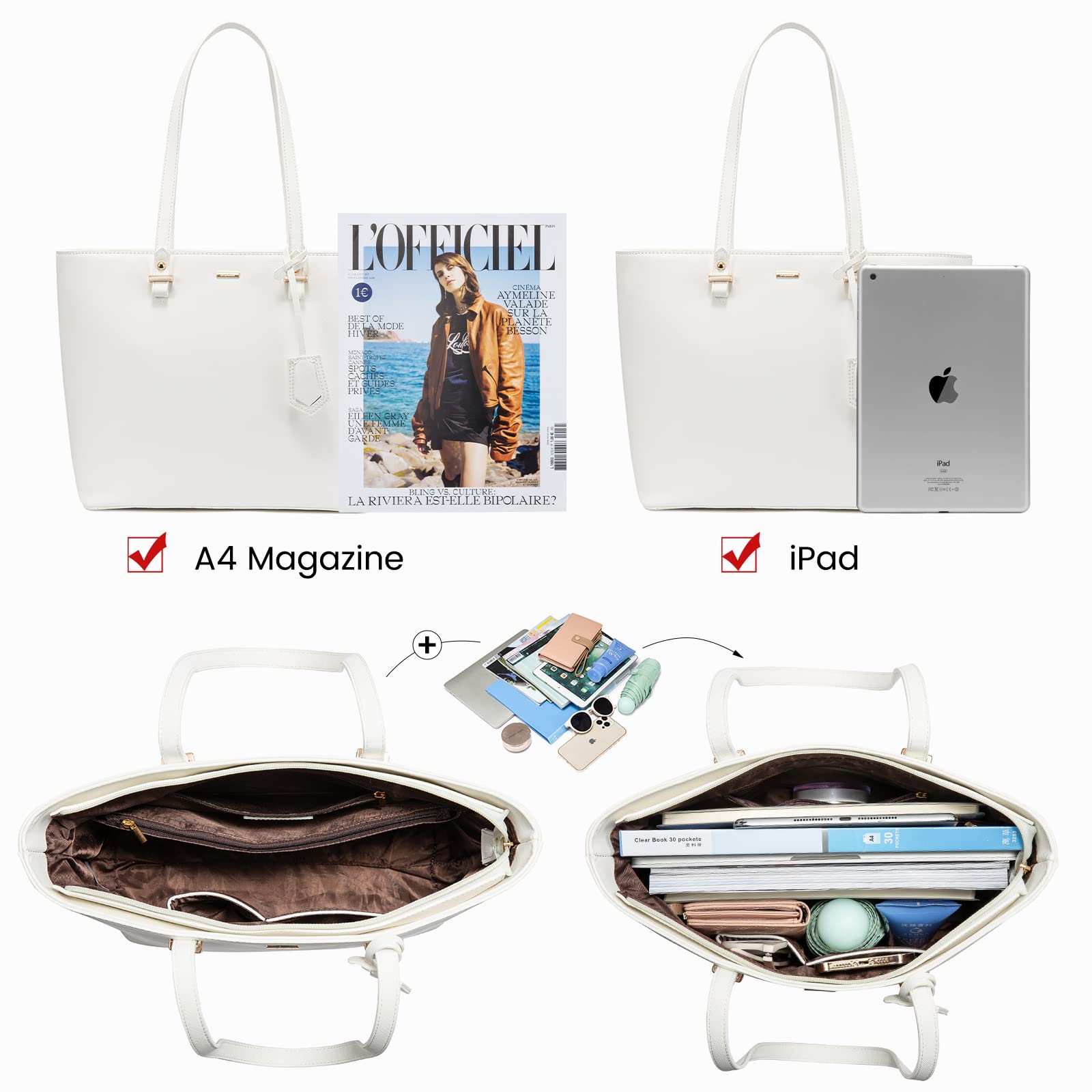 Foto 7 | Set De 3 Bolsos Lovevook De Piel Sintética, Color Blanco - Venta Internacional.