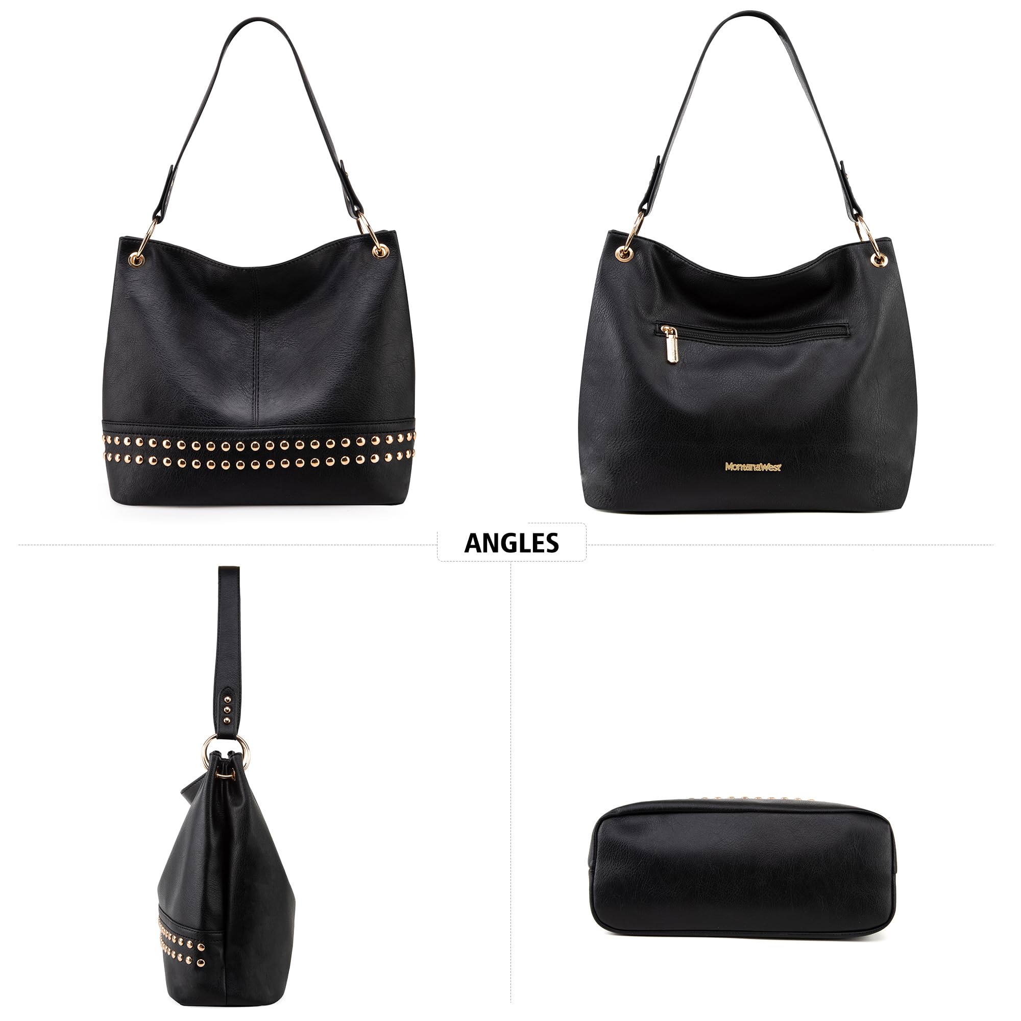 Foto 4 pulgar | Bolso Hobo Montana West Mwc-047dbk De Piel Grande Para Mujer - Venta Internacional.