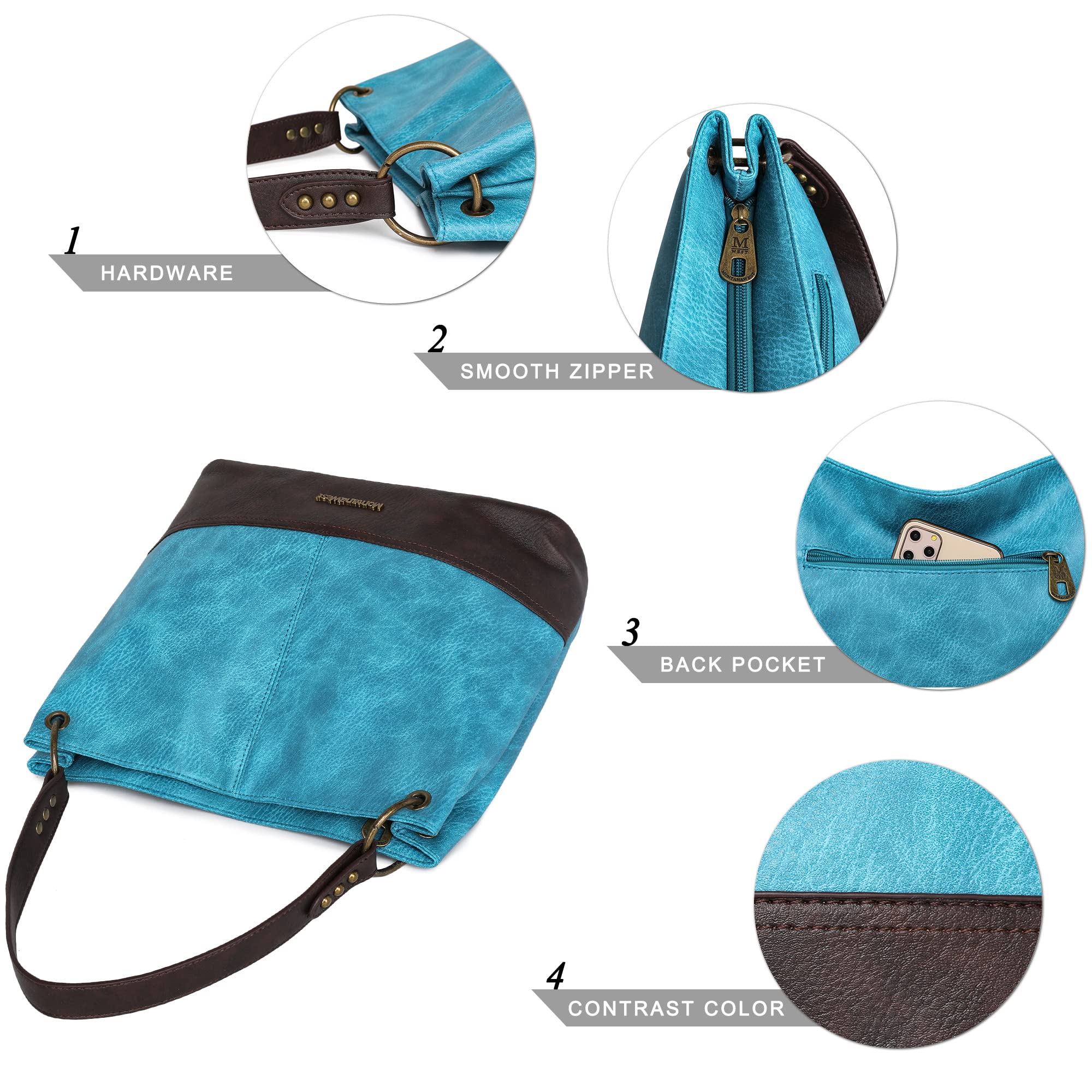 Foto 8 pulgar | Bolso Hobo Montana West Mwc-047tq Para Mujer De Piel Vegana - Venta Internacional.