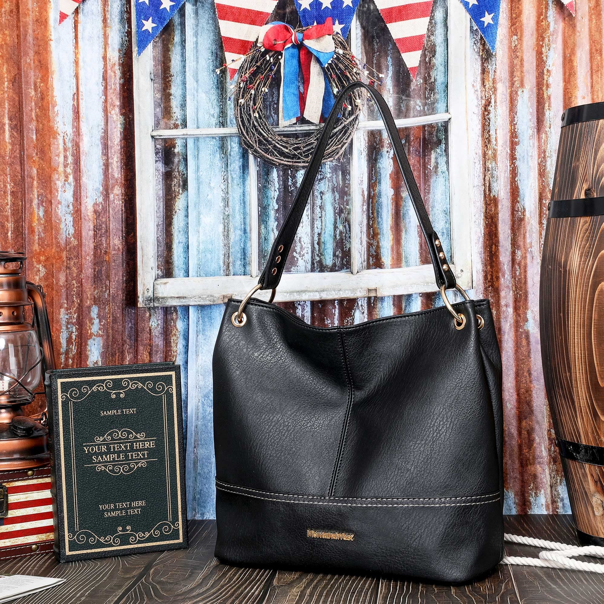 Foto 2 | Bolso Hobo Montana West De Cuero Negro Para Mujer Mwc-047bk - Venta Internacional.