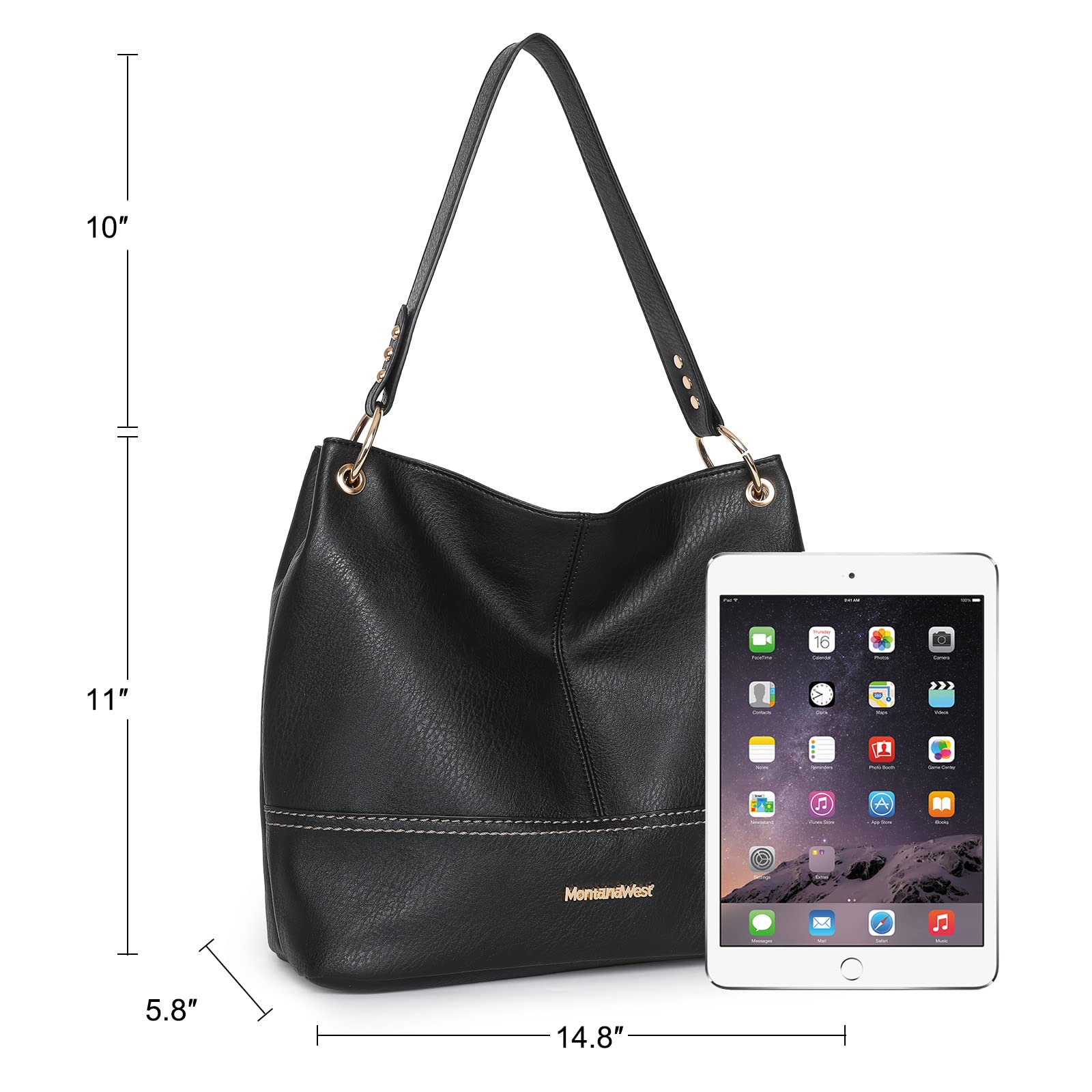 Foto 5 | Bolso Hobo Montana West De Cuero Negro Para Mujer Mwc-047bk - Venta Internacional.
