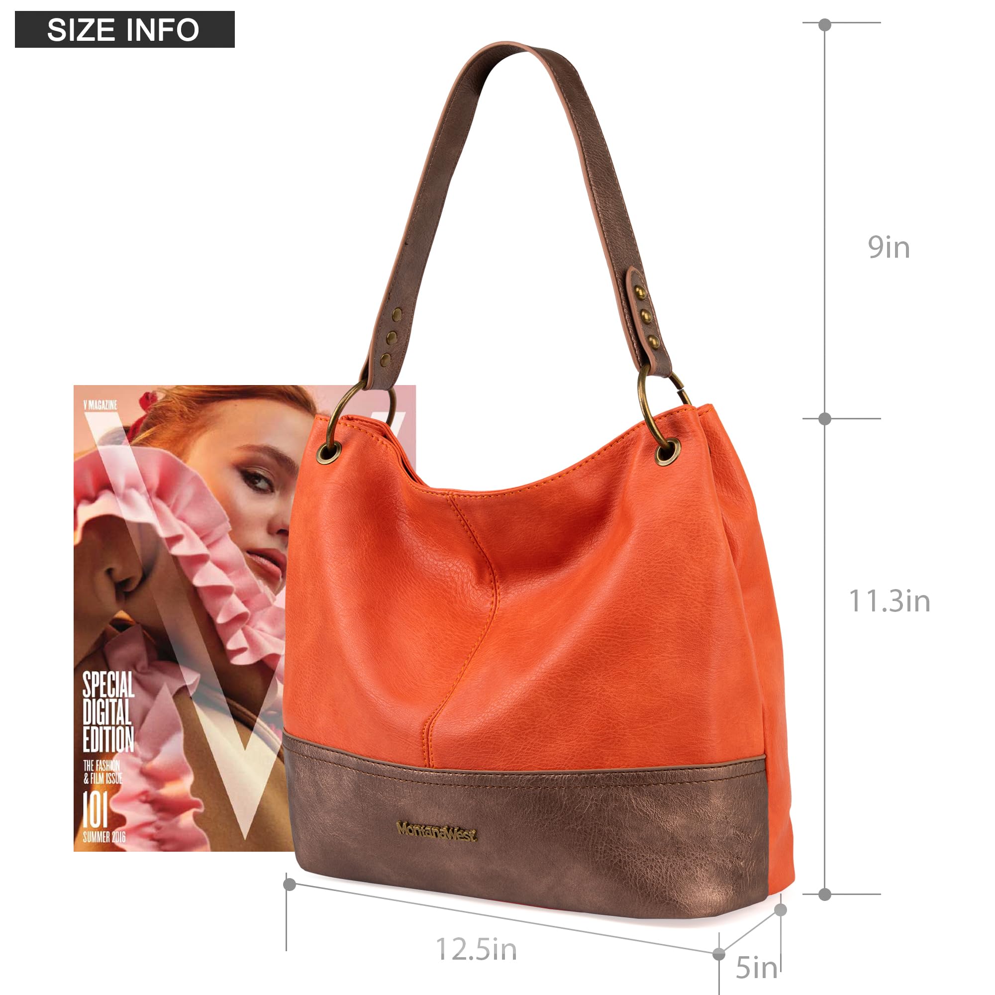 Foto 7 pulgar | Bolso Hobo Montana West Mwc-047or2 De Piel Grande Para Mujer - Venta Internacional.