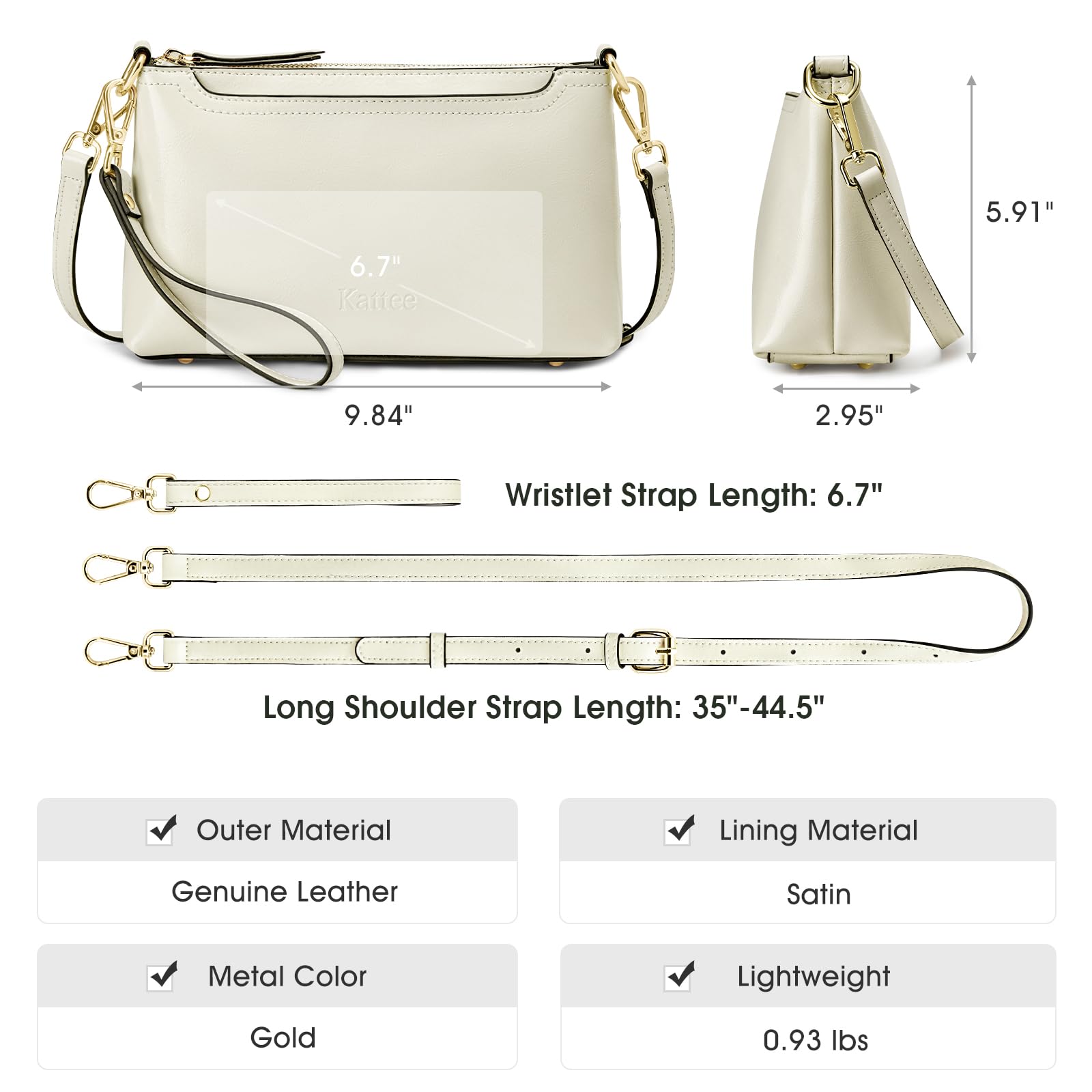 Foto 4 pulgar | Bandolera Kattee Leather Para Mujer, Color Beige - Venta Internacional.