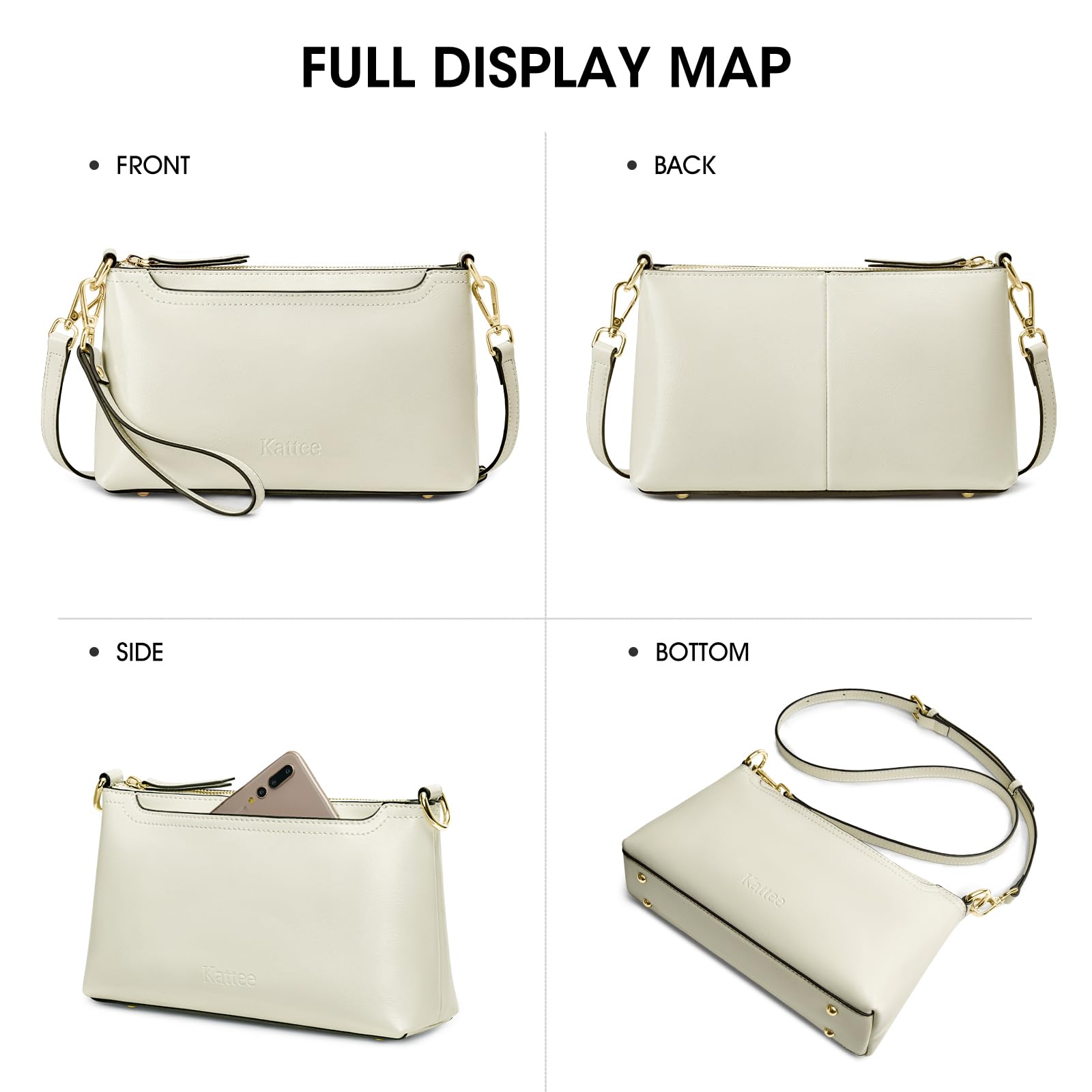 Foto 7 pulgar | Bandolera Kattee Leather Para Mujer, Color Beige - Venta Internacional.