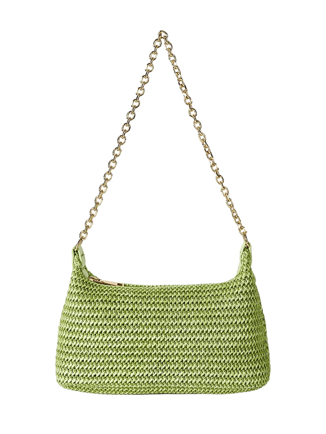 Foto 2 pulgar | Bolso De Hombro Verdusa Tejido En Paja, Bolso Verde Para Mujer - Venta Internacional.