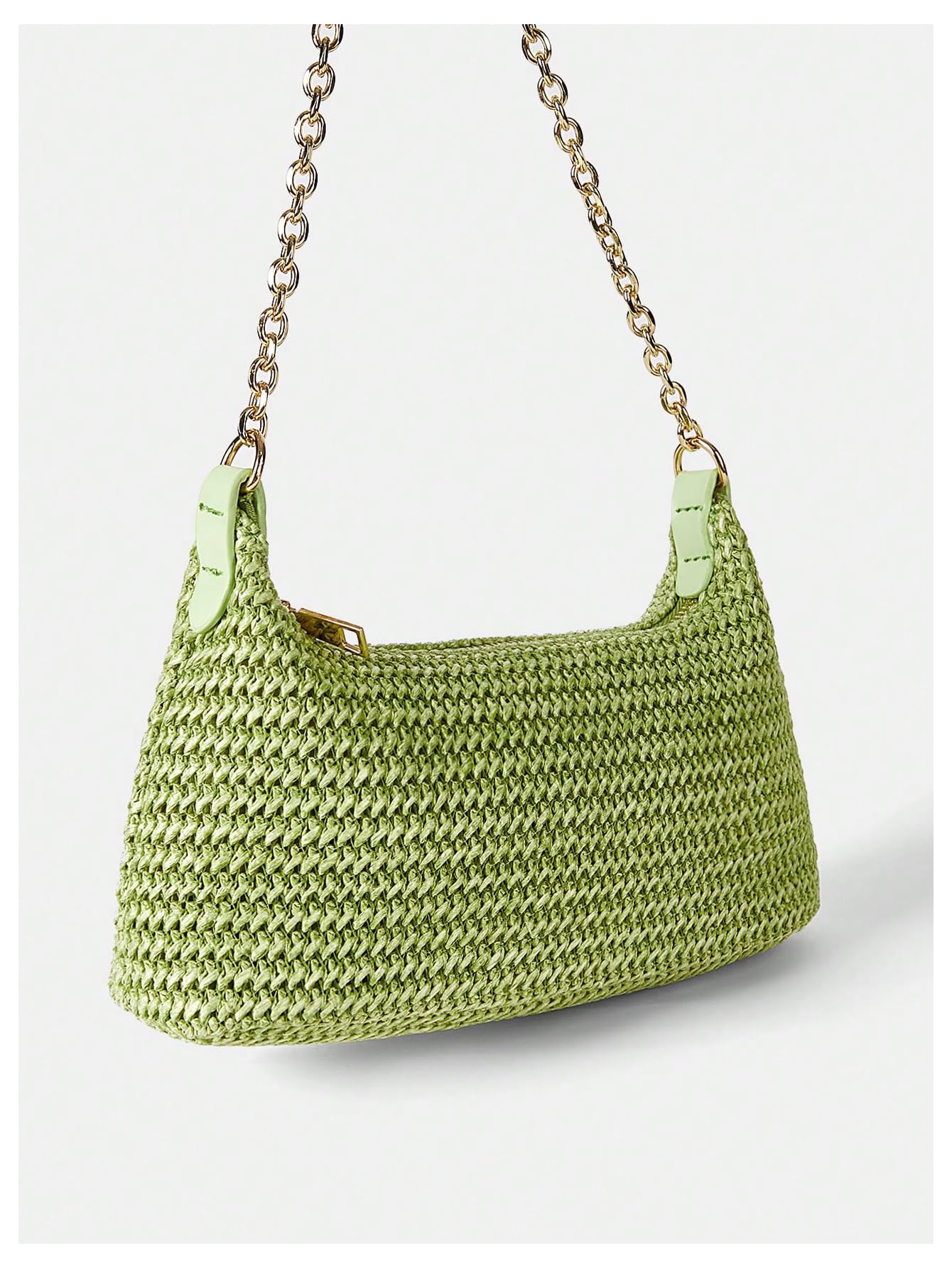 Foto 3 pulgar | Bolso De Hombro Verdusa Tejido En Paja, Bolso Verde Para Mujer - Venta Internacional.