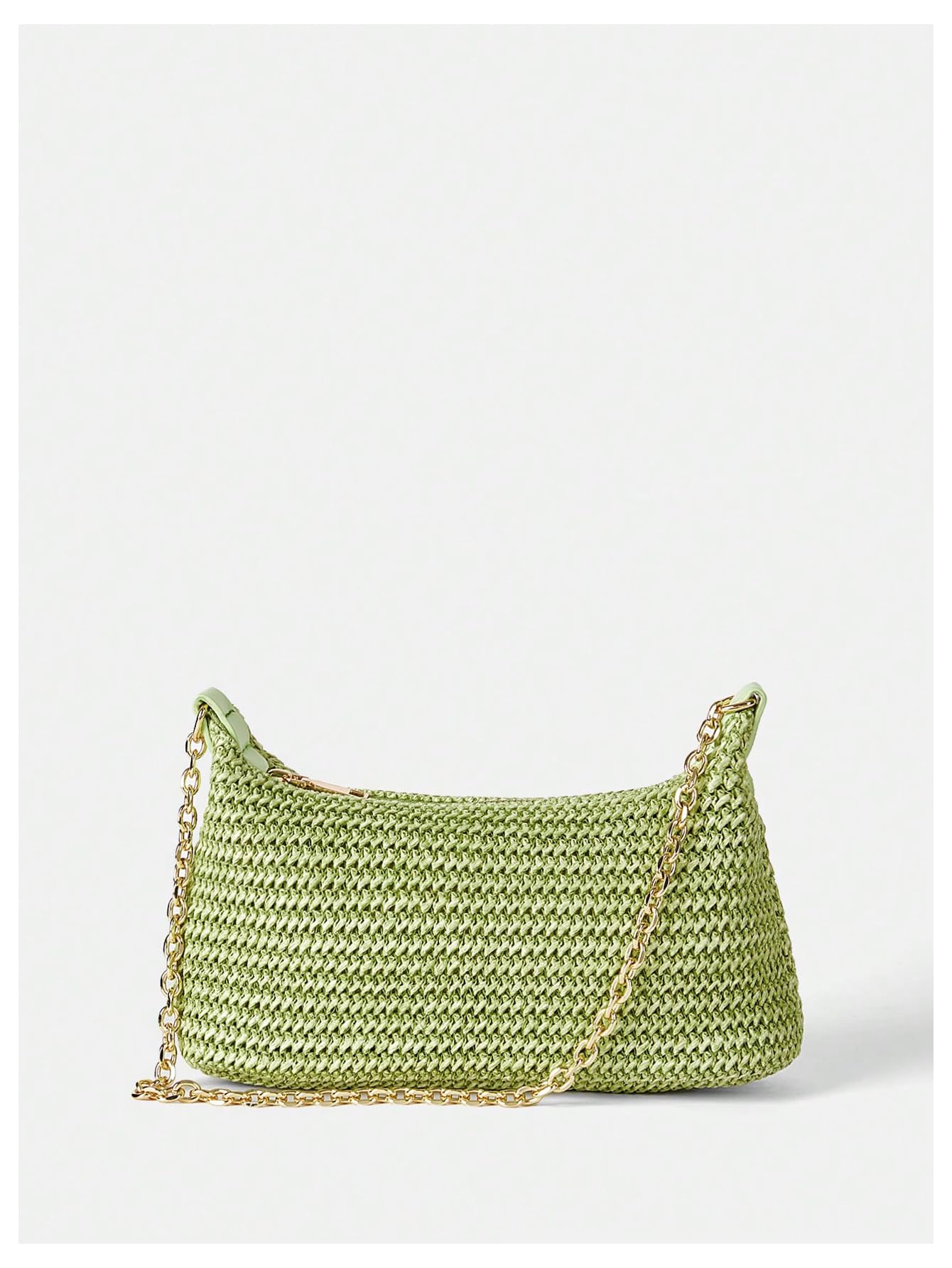 Foto 4 pulgar | Bolso De Hombro Verdusa Tejido En Paja, Bolso Verde Para Mujer - Venta Internacional.