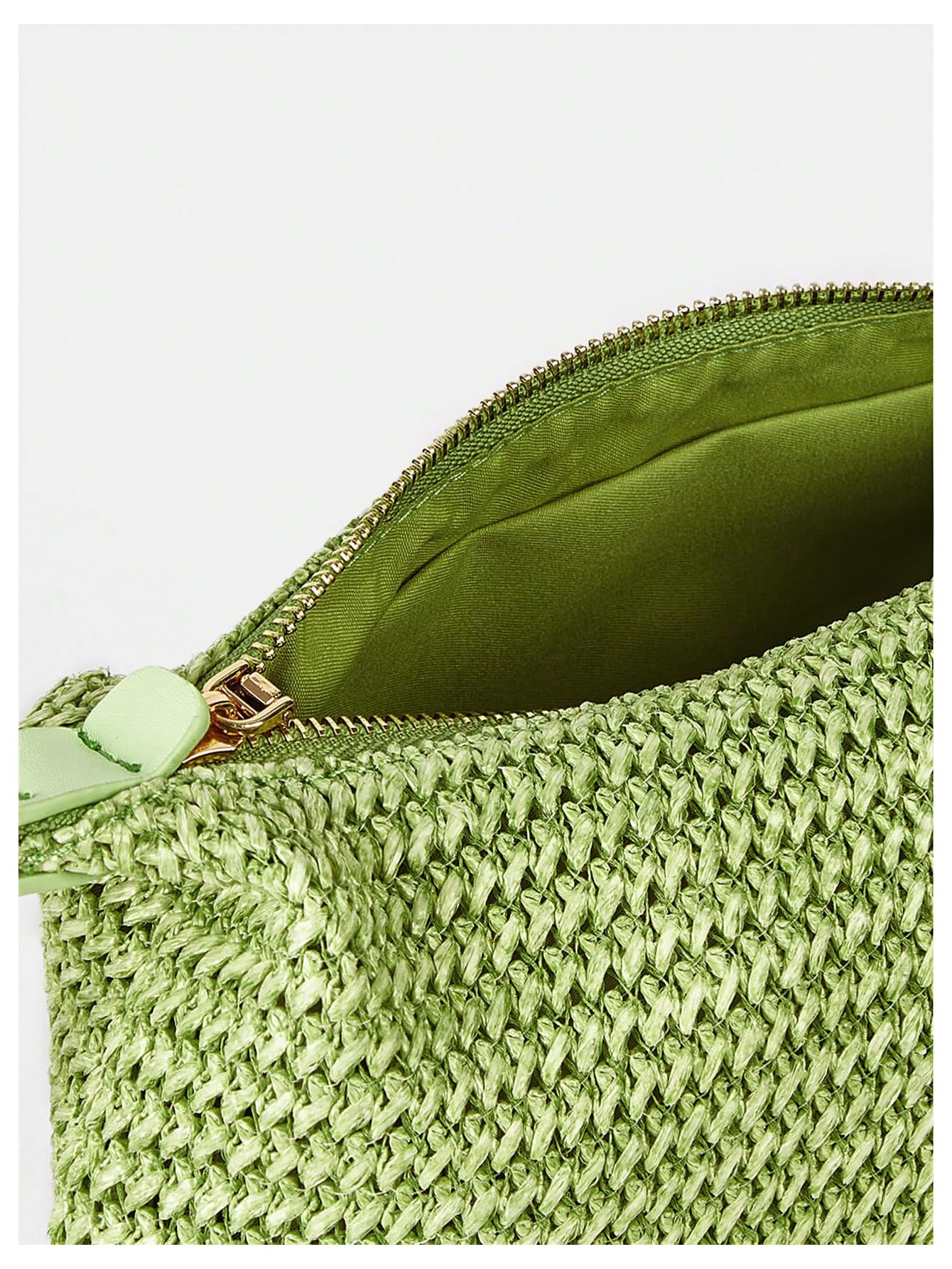 Foto 6 pulgar | Bolso De Hombro Verdusa Tejido En Paja, Bolso Verde Para Mujer - Venta Internacional.