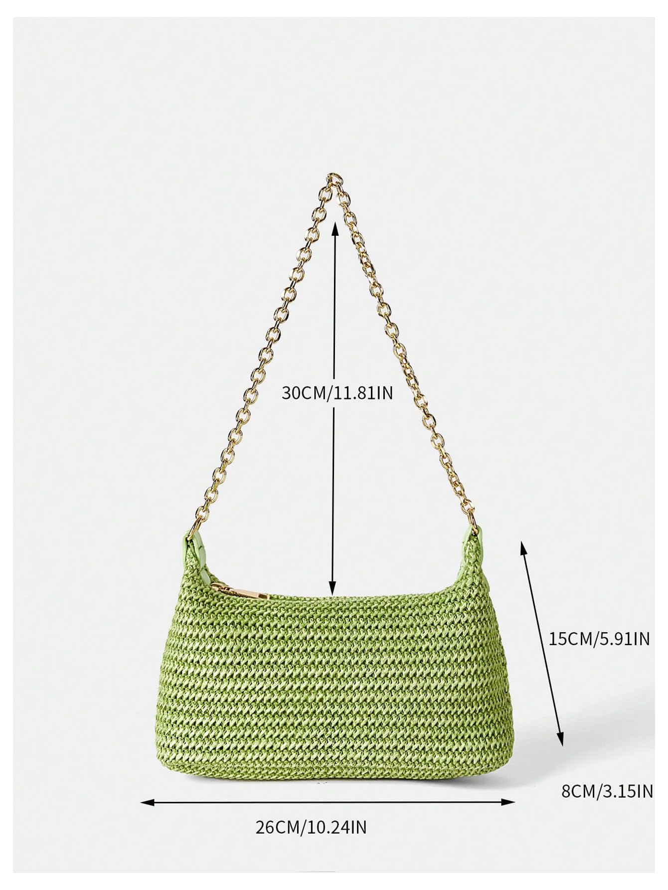 Foto 7 pulgar | Bolso De Hombro Verdusa Tejido En Paja, Bolso Verde Para Mujer - Venta Internacional.