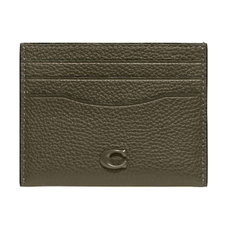 Foto 1 | Tarjetero Coach Flat Pebble Leather Con Herrajes Esculpidos En C - Venta Internacional.