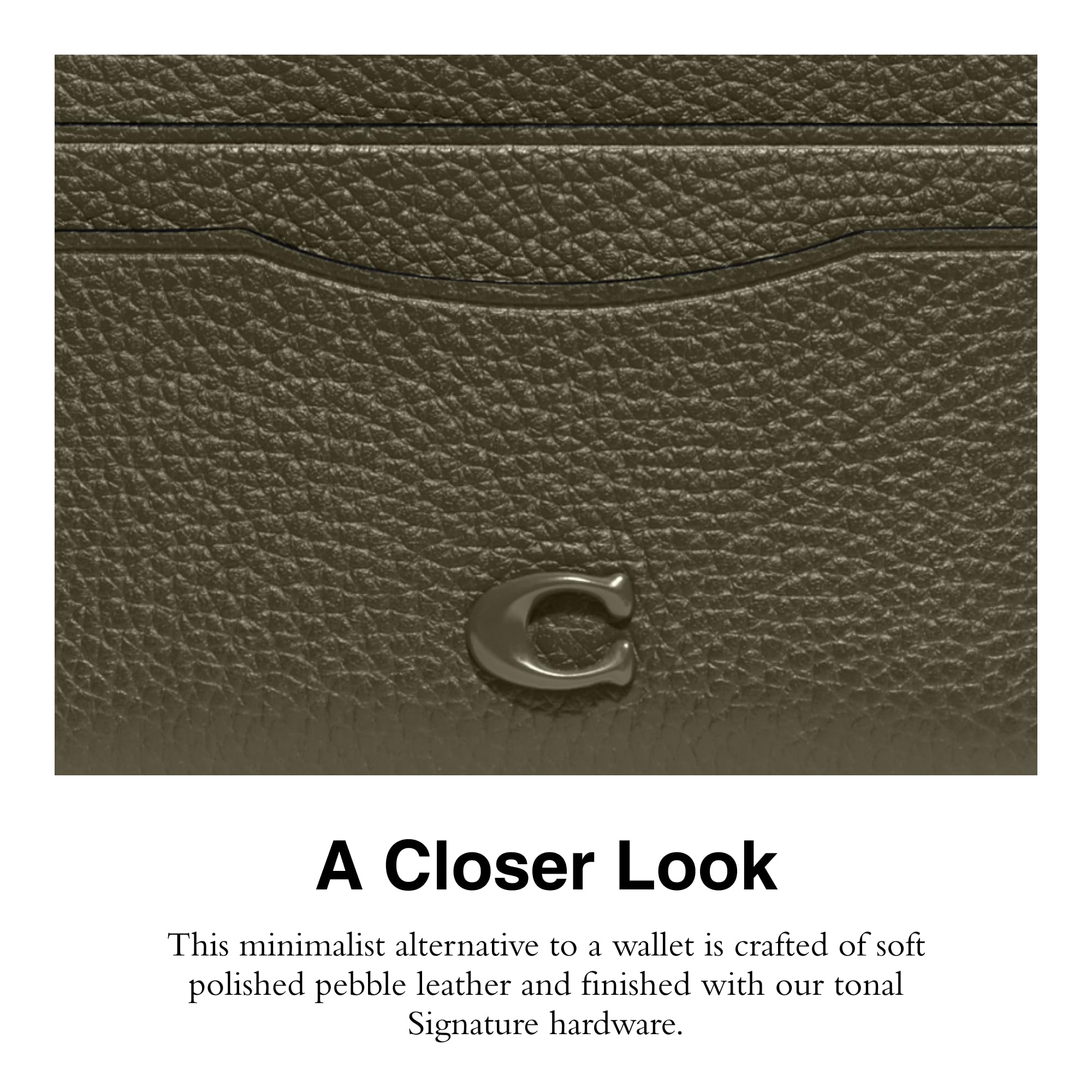 Foto 5 pulgar | Tarjetero Coach Flat Pebble Leather Con Herrajes Esculpidos En C - Venta Internacional.