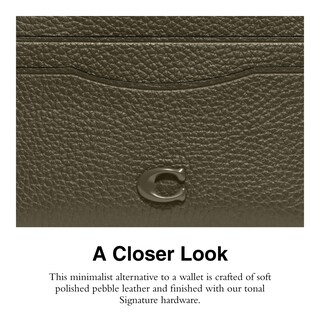 Foto 4 | Tarjetero Coach Flat Pebble Leather Con Herrajes Esculpidos En C - Venta Internacional.
