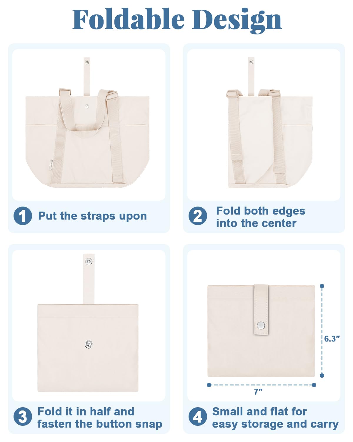 Foto 2 | Bolsa Etronik Para Mujer Plegable Para Trabajo, Viajes, Gimnasio, Escuela - Venta Internacional.