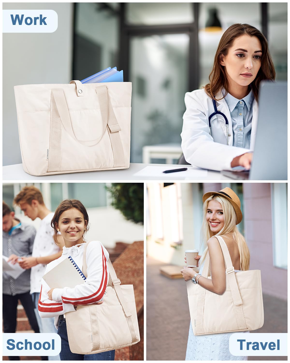Foto 6 pulgar | Bolsa Etronik Para Mujer Plegable Para Trabajo, Viajes, Gimnasio, Escuela - Venta Internacional.