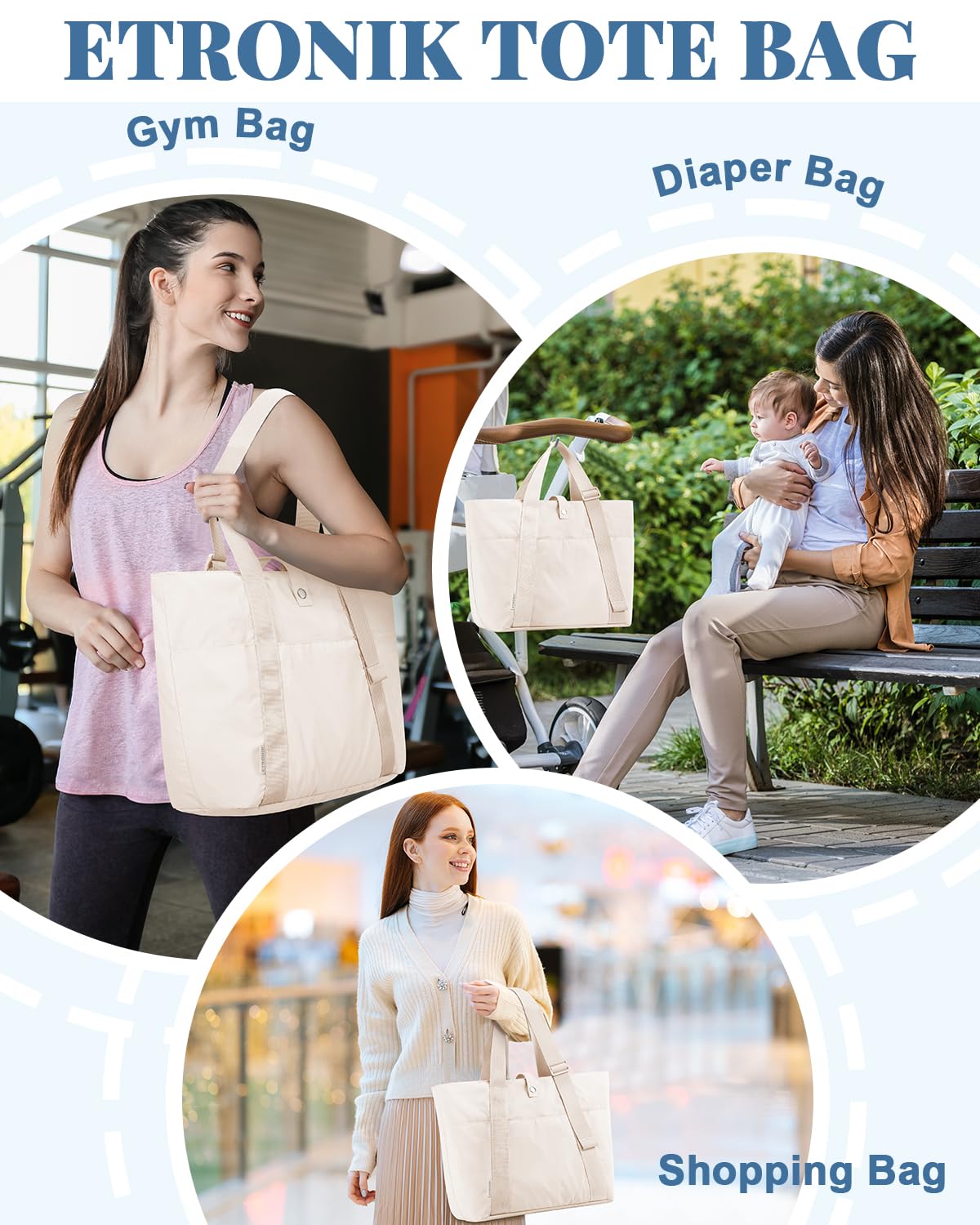Foto 7 pulgar | Bolsa Etronik Para Mujer Plegable Para Trabajo, Viajes, Gimnasio, Escuela - Venta Internacional.
