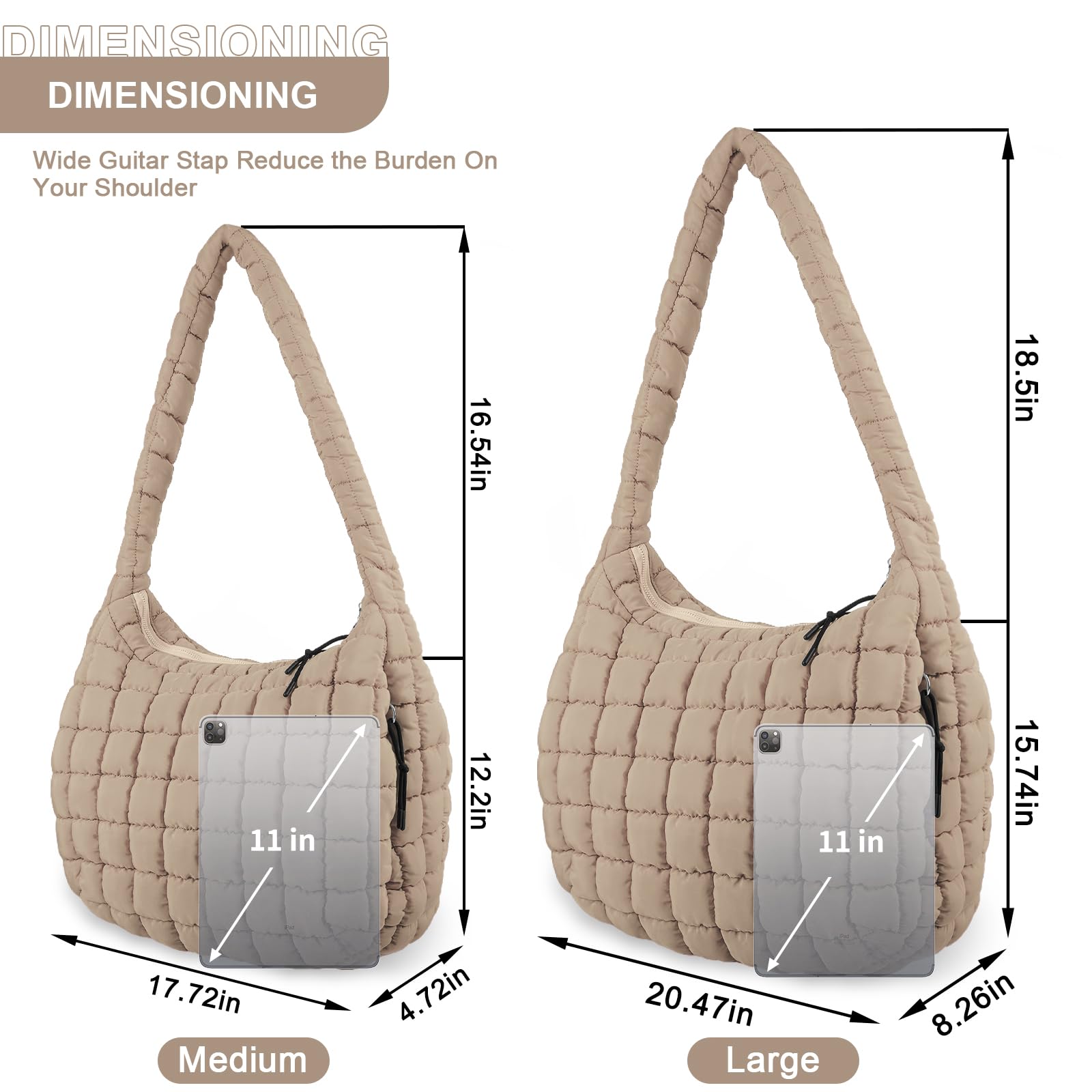 Foto 3 pulgar | Bolsa Acolchada Uixizq Para Mujer, Acolchada, De Nailon, Color Caqui - Venta Internacional.