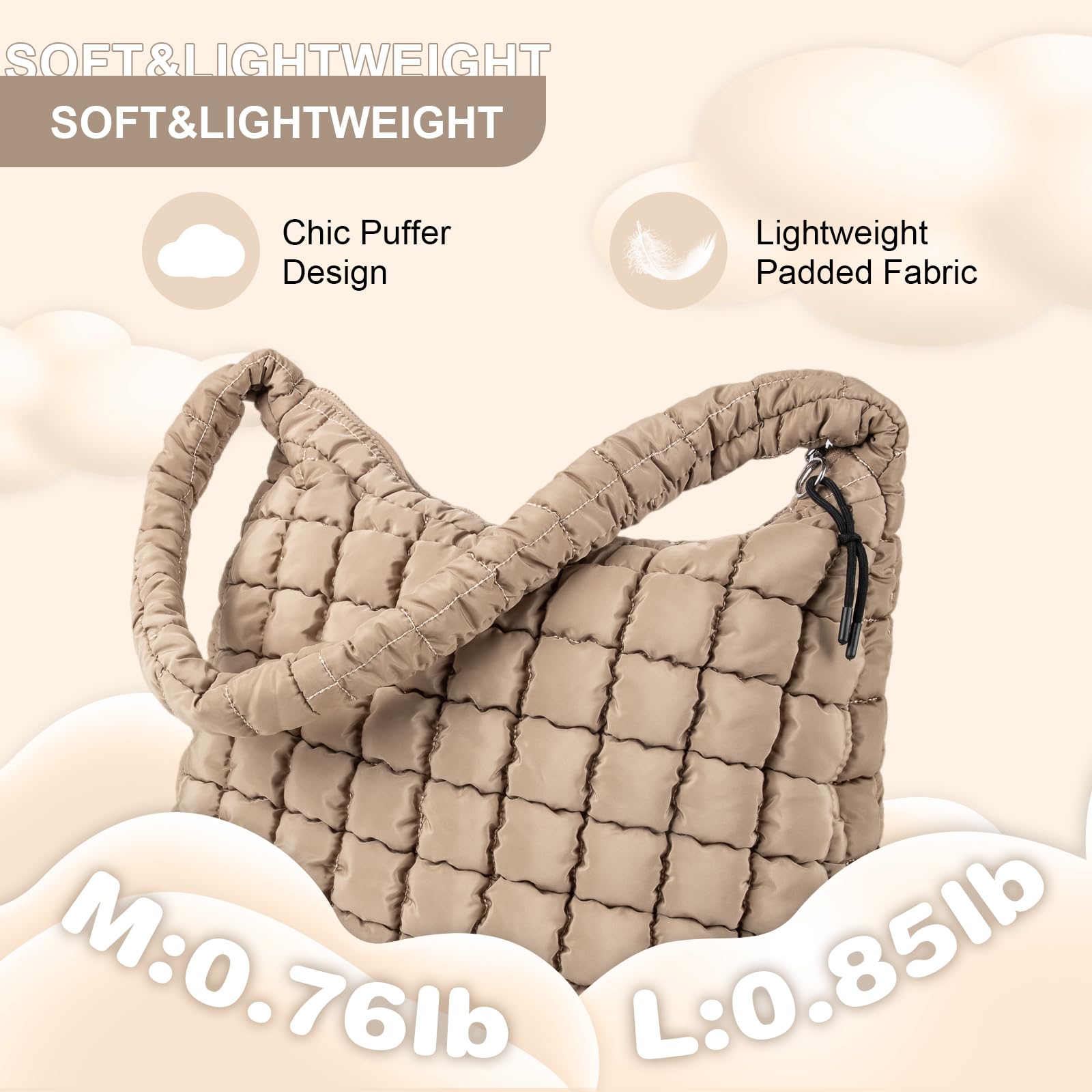Foto 6 pulgar | Bolsa Acolchada Uixizq Para Mujer, Acolchada, De Nailon, Color Caqui - Venta Internacional.
