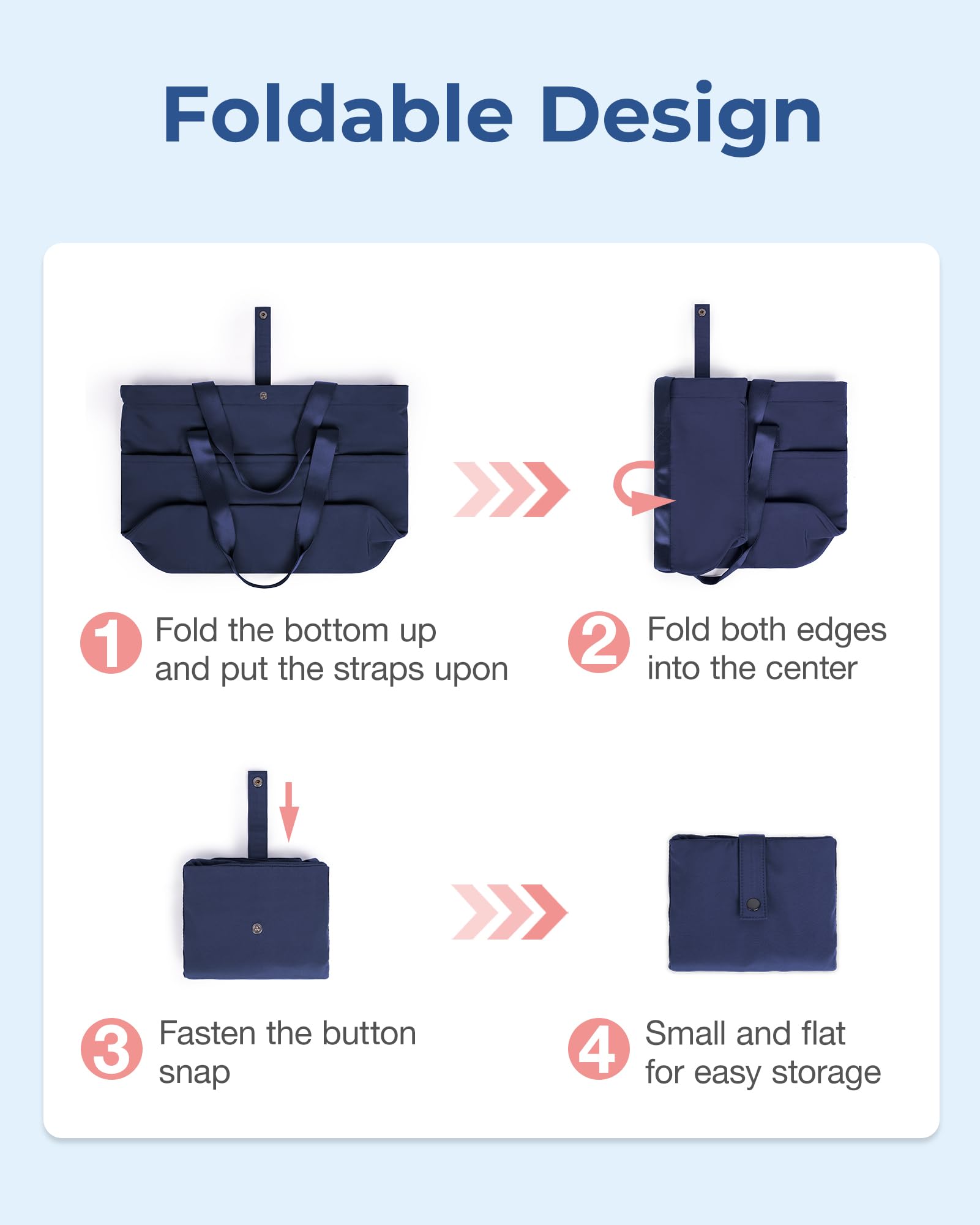 Foto 5 pulgar | Bolsa Bagsmart Para Mujer Plegable Con Cremallera, 20 L, Azul Marino - Venta Internacional.