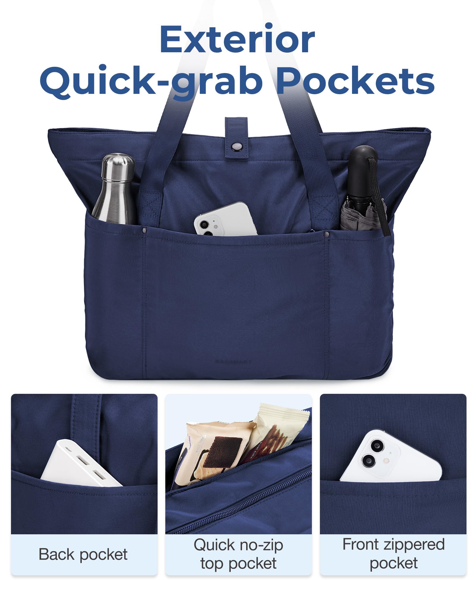 Foto 7 pulgar | Bolsa Bagsmart Para Mujer Plegable Con Cremallera, 20 L, Azul Marino - Venta Internacional.