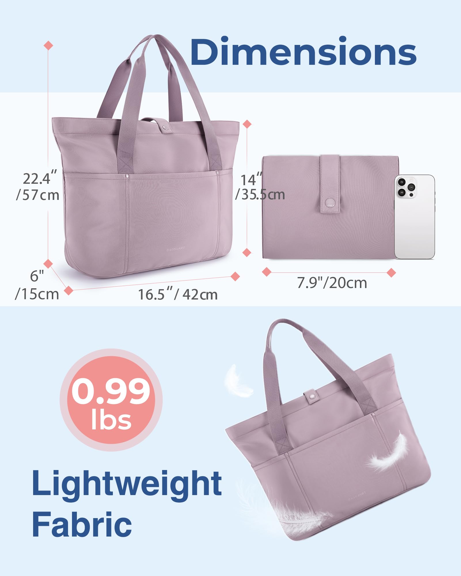 Foto 3 pulgar | Bolsa Bagsmart Para Mujer Plegable Con Cremallera, Capacidad De 20 Litros - Venta Internacional.