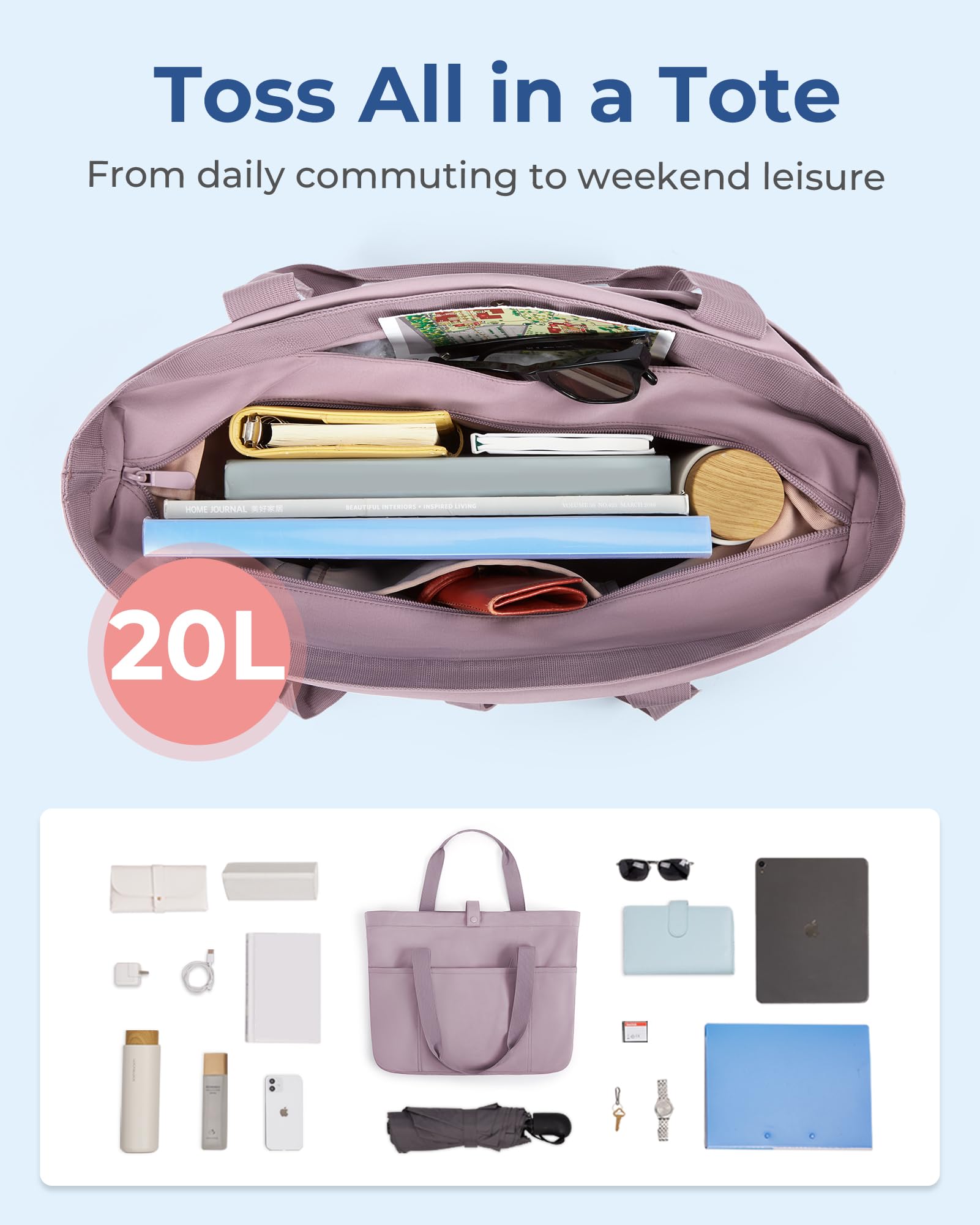 Foto 7 pulgar | Bolsa Bagsmart Para Mujer Plegable Con Cremallera, Capacidad De 20 Litros - Venta Internacional.