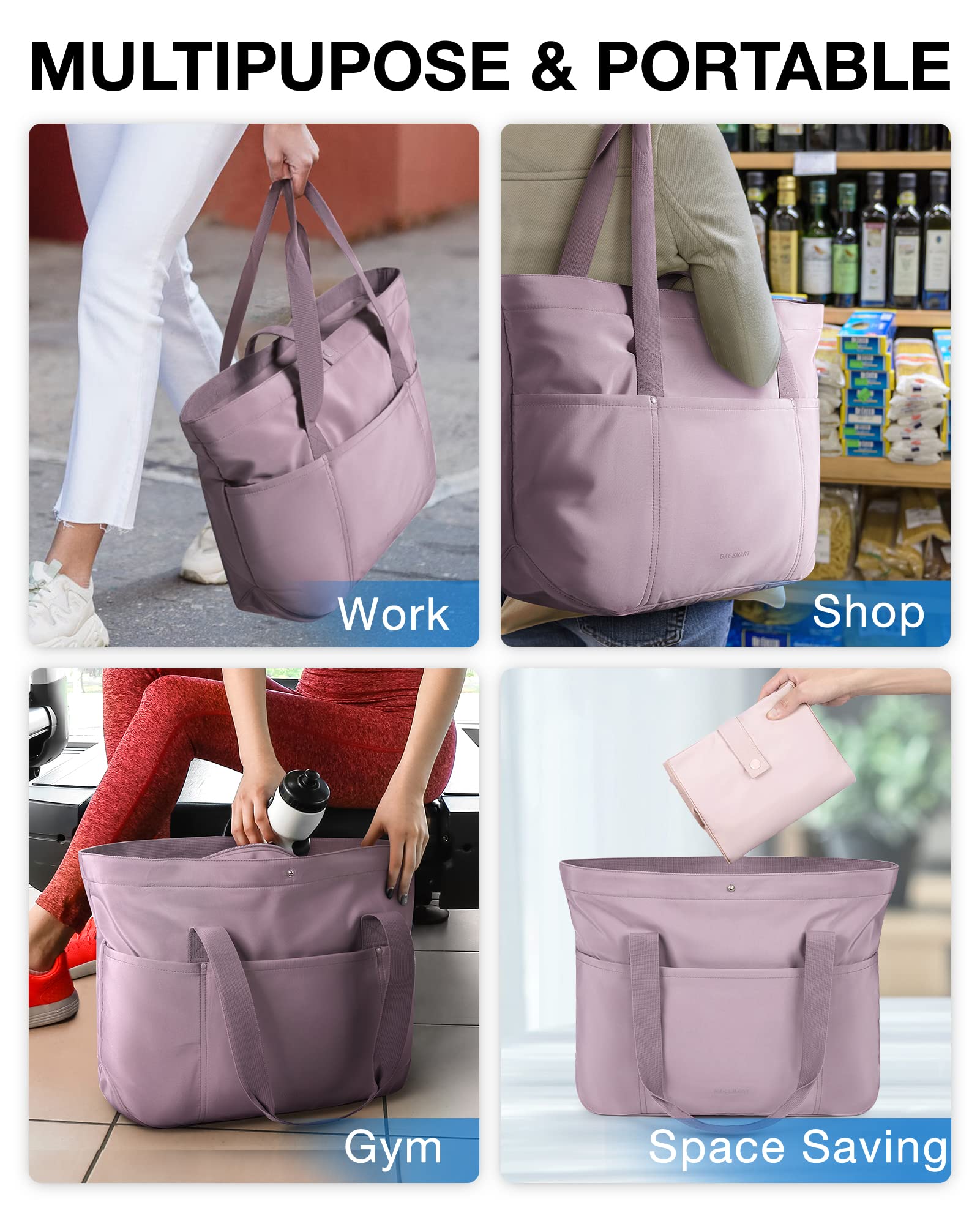 Foto 8 pulgar | Bolsa Bagsmart Para Mujer Plegable Con Cremallera, Capacidad De 20 Litros - Venta Internacional.