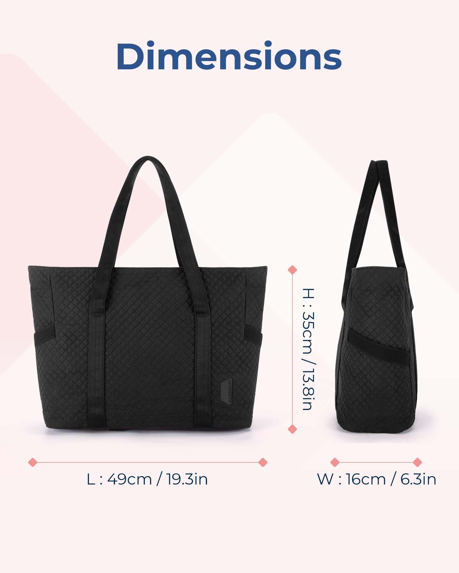 Foto 4 pulgar | Bolsa Bagsmart Grande Para Mujer Con Hebilla Para Esterilla De Yoga, Color Negro - Venta Internacional.