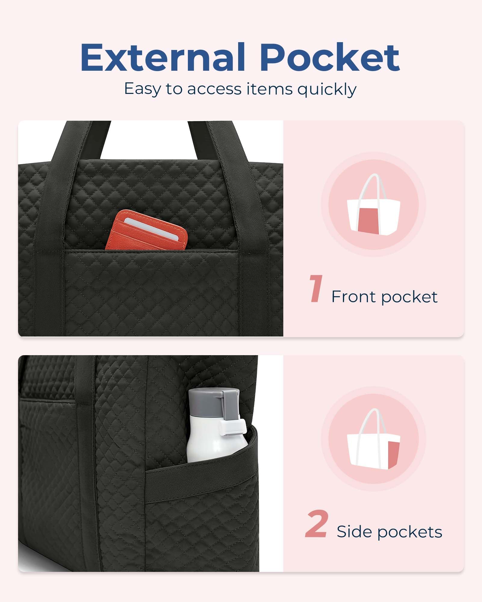 Foto 5 pulgar | Bolsa Bagsmart Grande Para Mujer Con Hebilla Para Esterilla De Yoga, Color Negro - Venta Internacional.