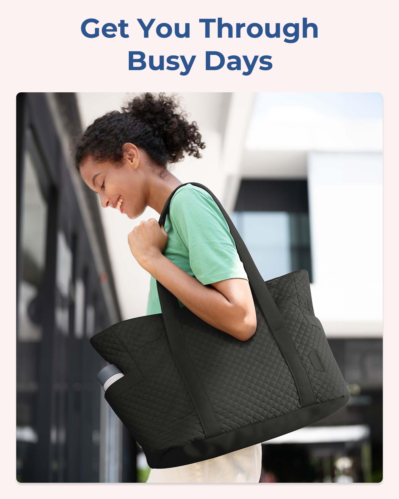 Foto 7 pulgar | Bolsa Bagsmart Grande Para Mujer Con Hebilla Para Esterilla De Yoga, Color Negro - Venta Internacional.