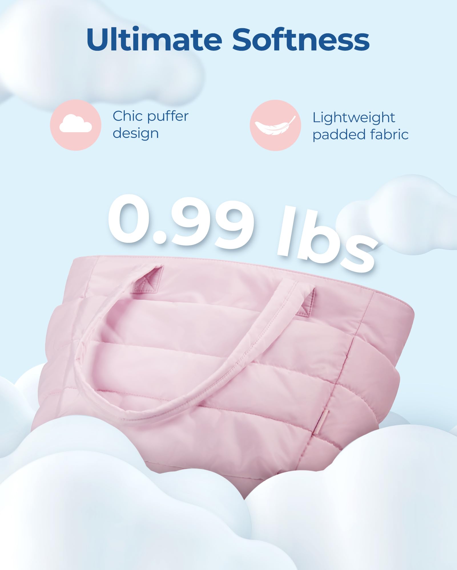 Foto 3 pulgar | Bolsa De Mano Bagsmart Lightweight Puffy Para Mujer, 20 L (rosa) - Venta Internacional.