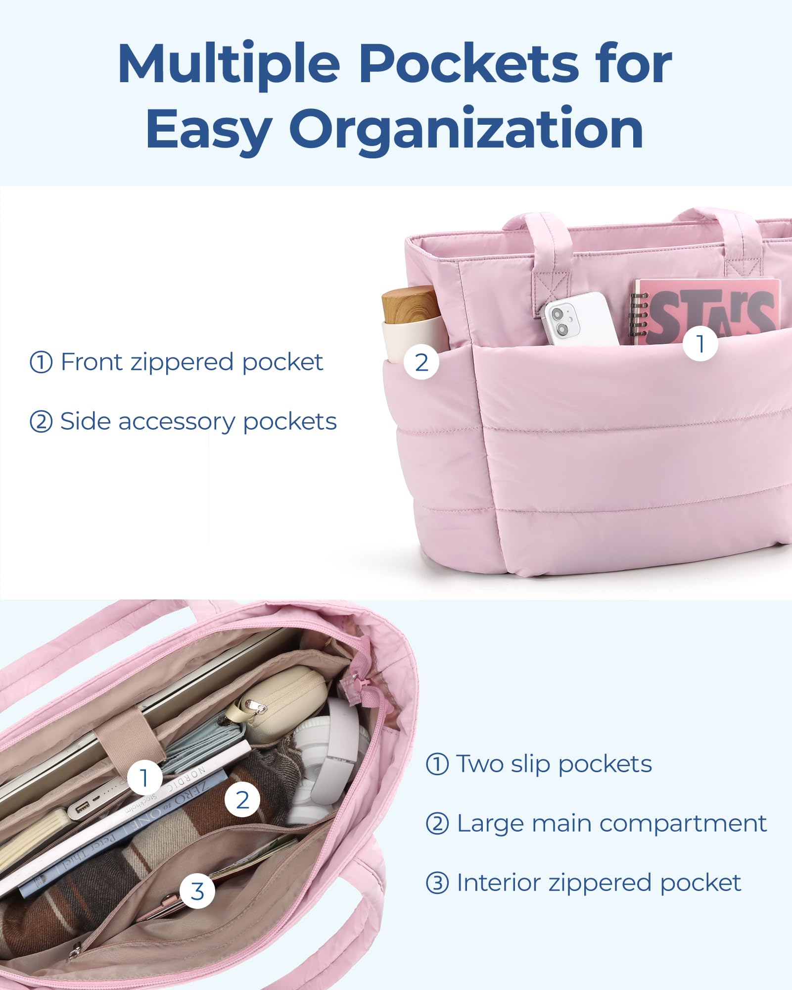 Foto 4 pulgar | Bolsa De Mano Bagsmart Lightweight Puffy Para Mujer, 20 L (rosa) - Venta Internacional.