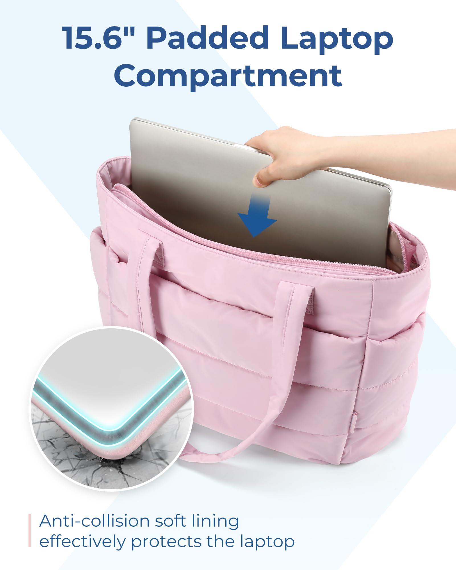 Foto 7 | Bolsa De Mano Bagsmart Lightweight Puffy Para Mujer, 20 L (rosa) - Venta Internacional.