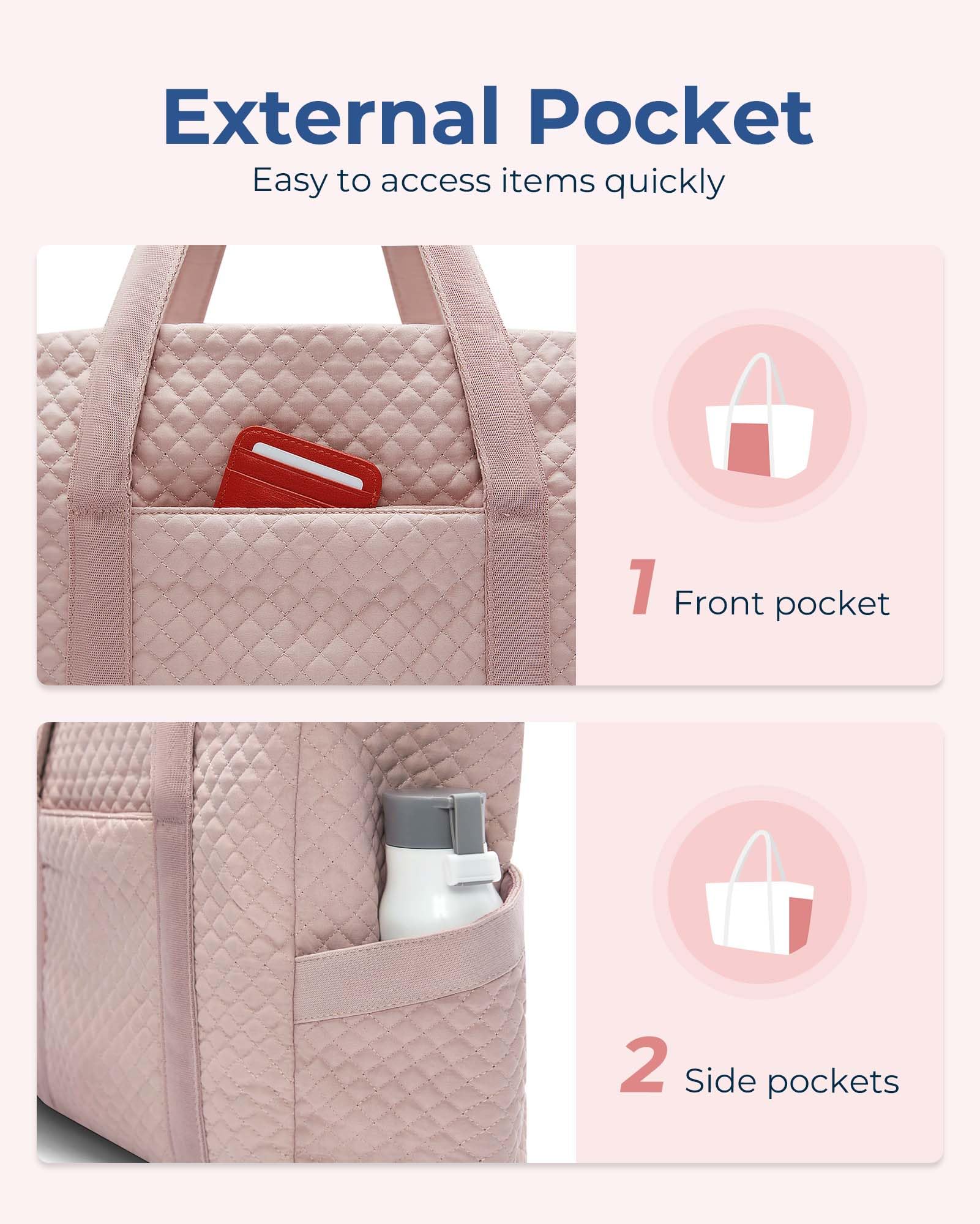 Foto 5 | Bolsa Bagsmart Grande Para Mujer Con Hebilla Para Esterilla De Yoga, Color Rosa - Venta Internacional.