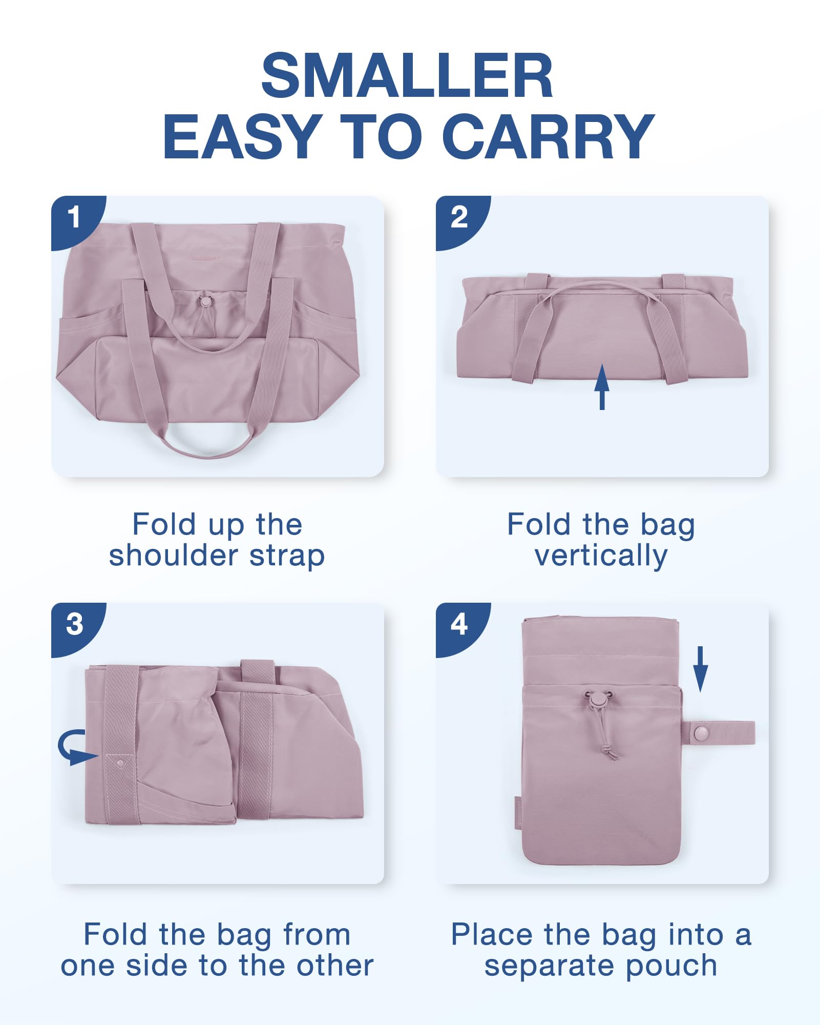 Foto 4 pulgar | Bolsa De Mano Bagsmart Para Mujer Plegable Con Bolsa De Almacenamiento, Color Morado - Venta Internacional.