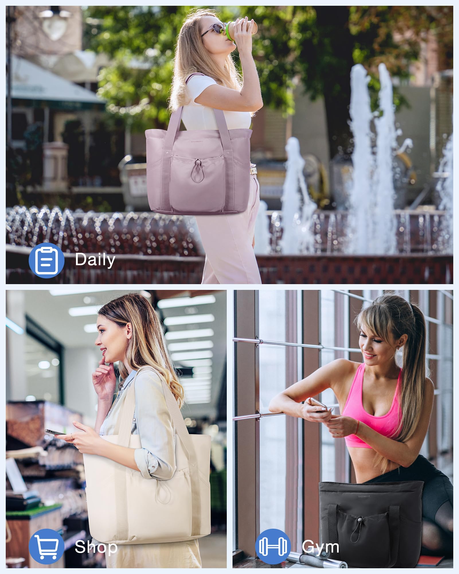 Foto 8 pulgar | Bolsa De Mano Bagsmart Para Mujer Plegable Con Bolsa De Almacenamiento, Color Morado - Venta Internacional.