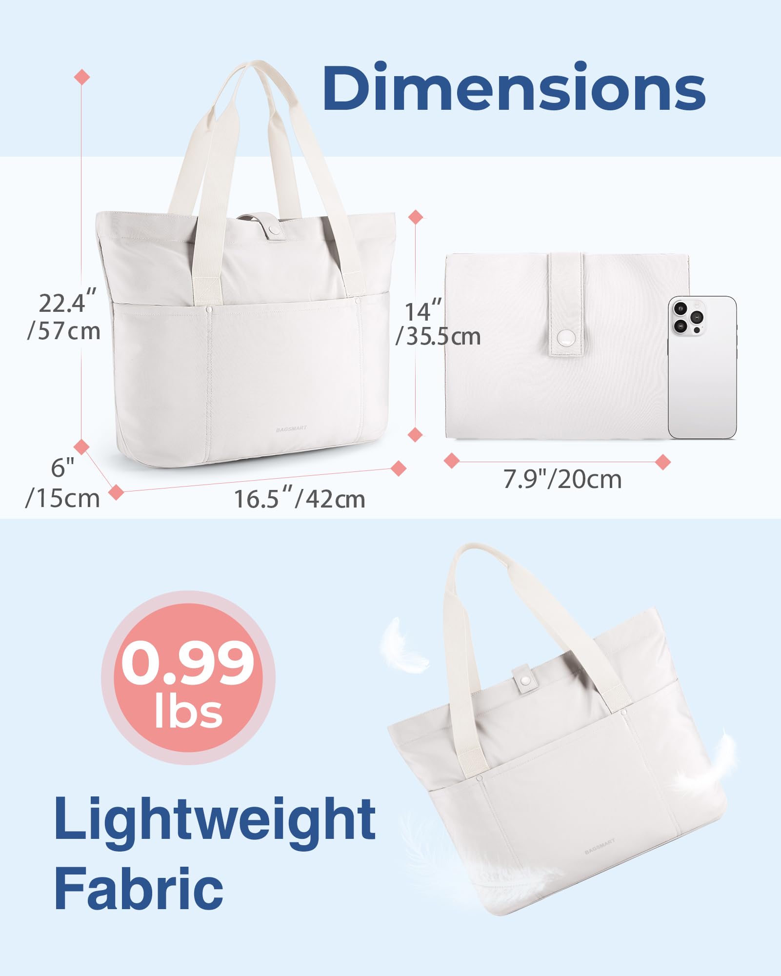 Foto 4 pulgar | Bolsa Bagsmart Para Mujer Plegable Con Cremallera, Capacidad De 20 Litros - Venta Internacional.