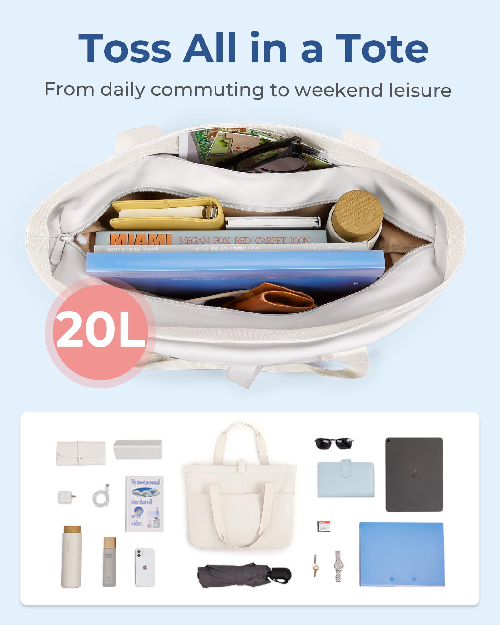 Foto 6 pulgar | Bolsa Bagsmart Para Mujer Plegable Con Cremallera, Capacidad De 20 Litros - Venta Internacional.