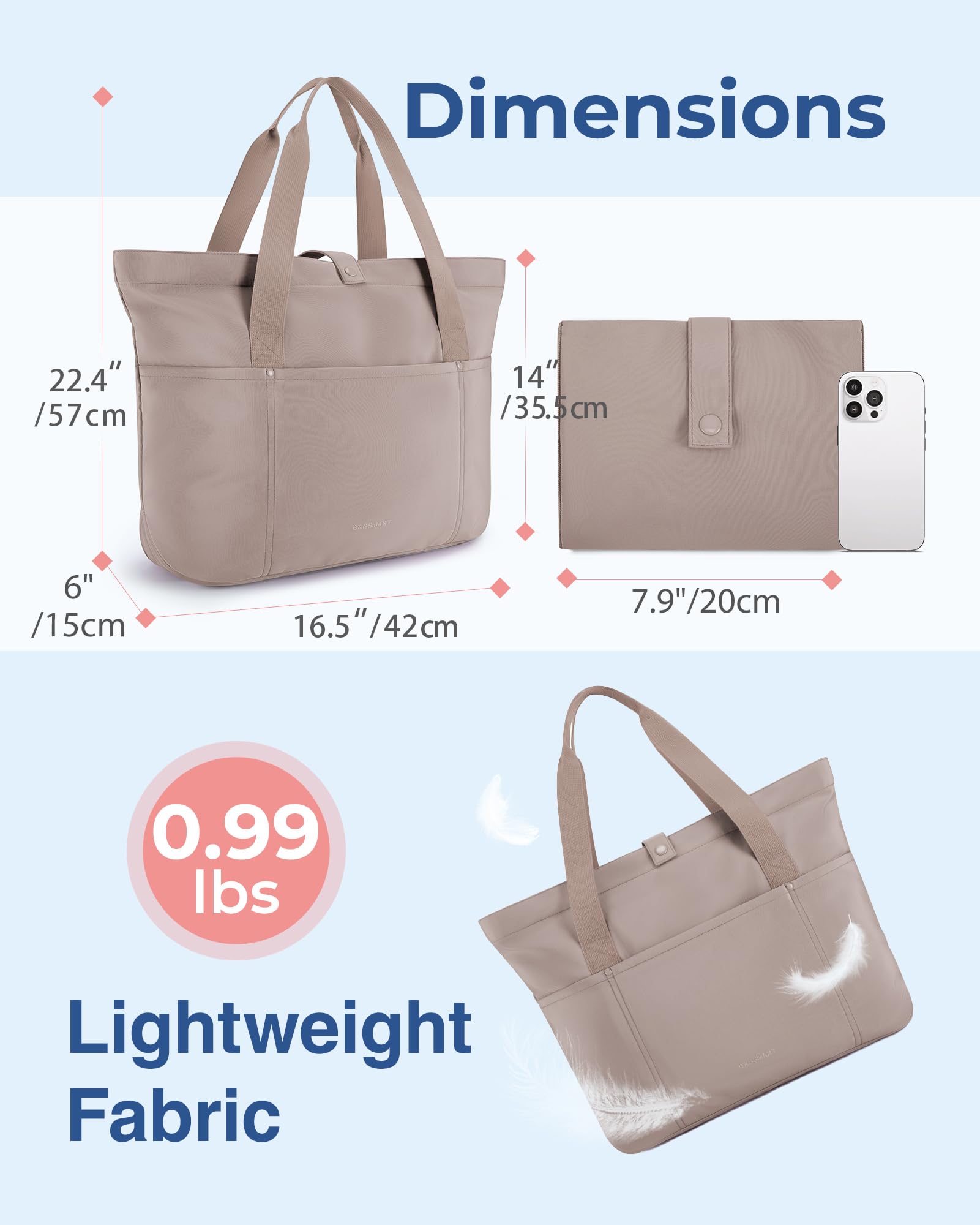 Foto 3 | Bolsa Bagsmart Para Mujer Plegable Con Cremallera, Capacidad De 20 Litros - Venta Internacional.