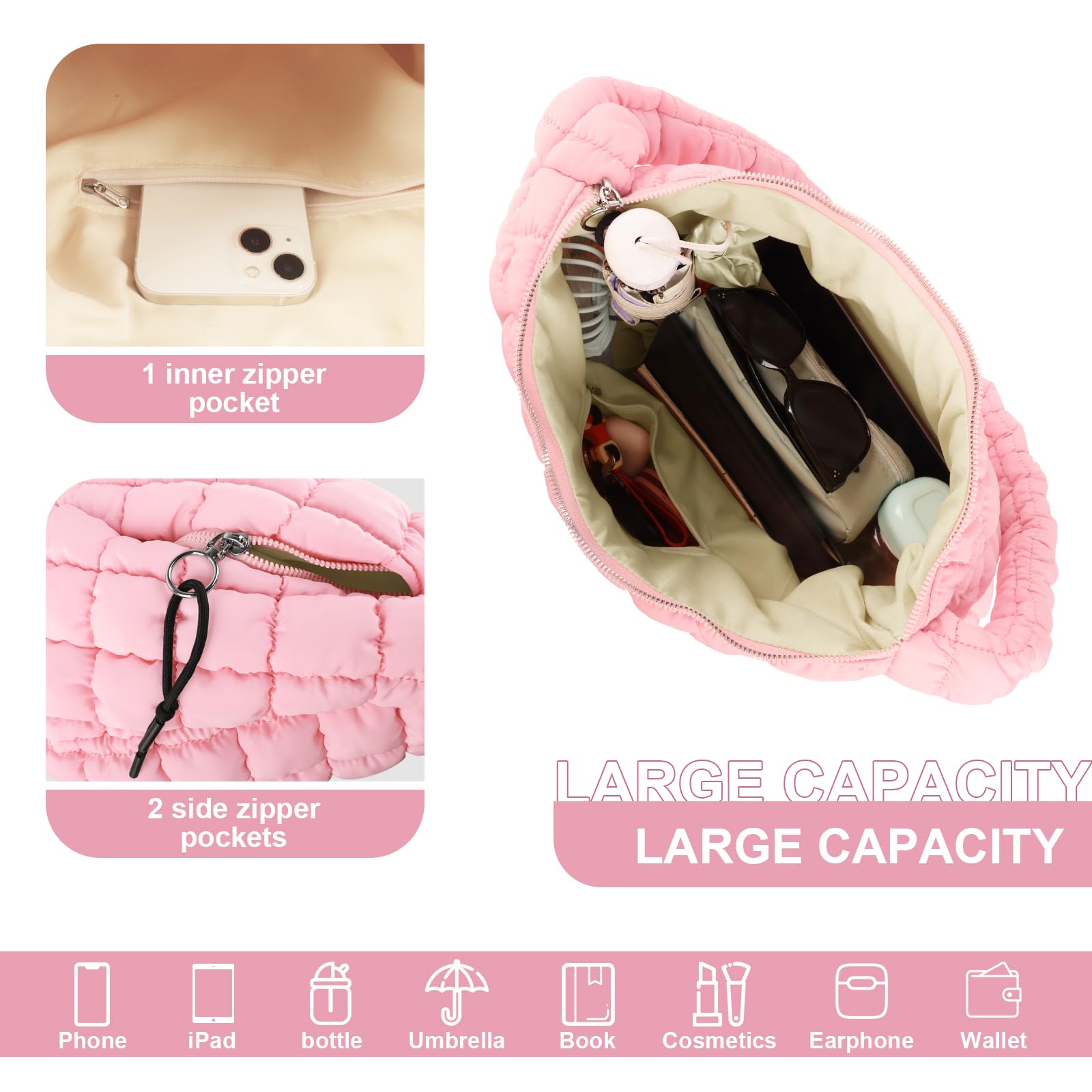 Foto 4 | Bolsa Acolchada Uixizq Rosa - Venta Internacional