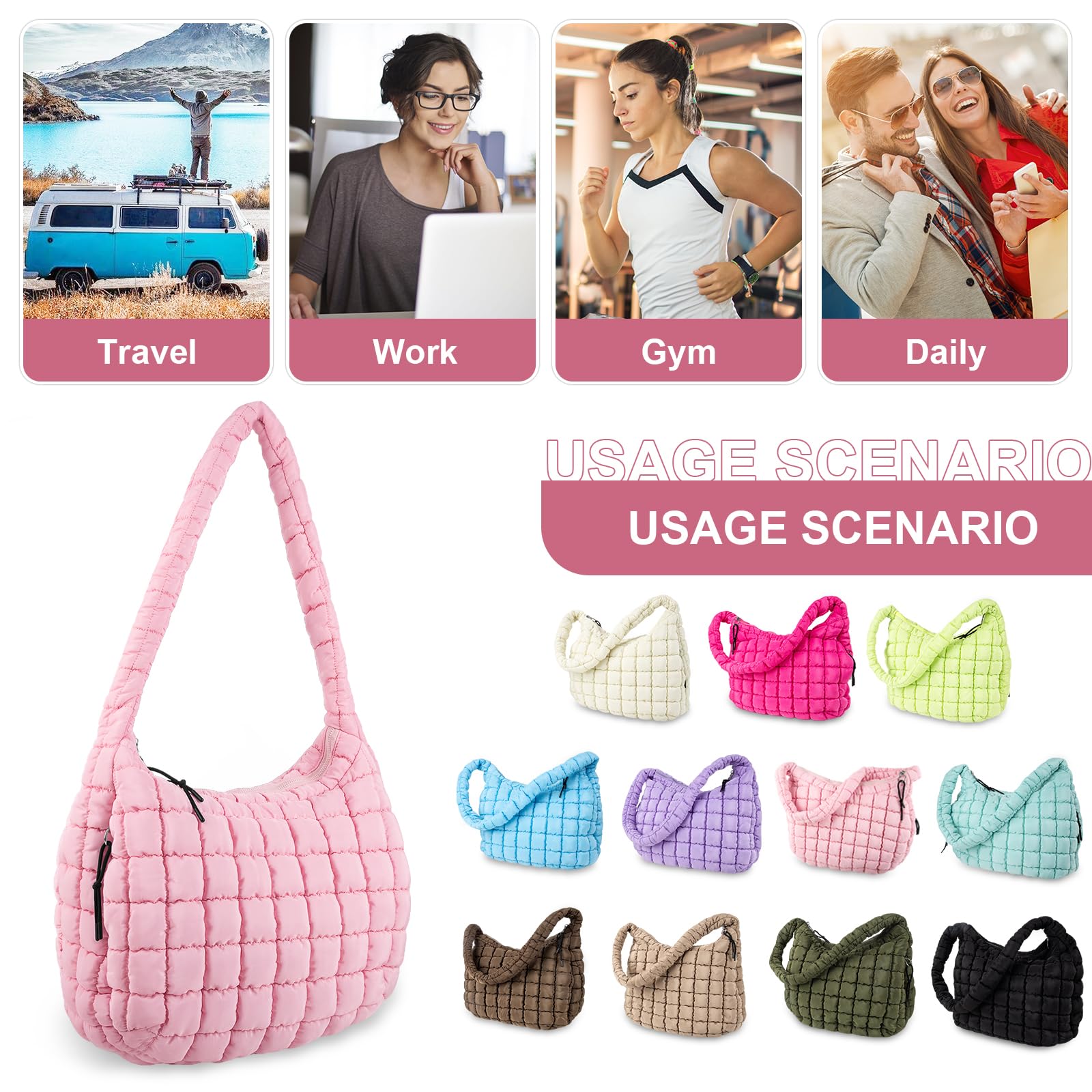 Foto 7 | Bolsa Acolchada Uixizq Rosa - Venta Internacional