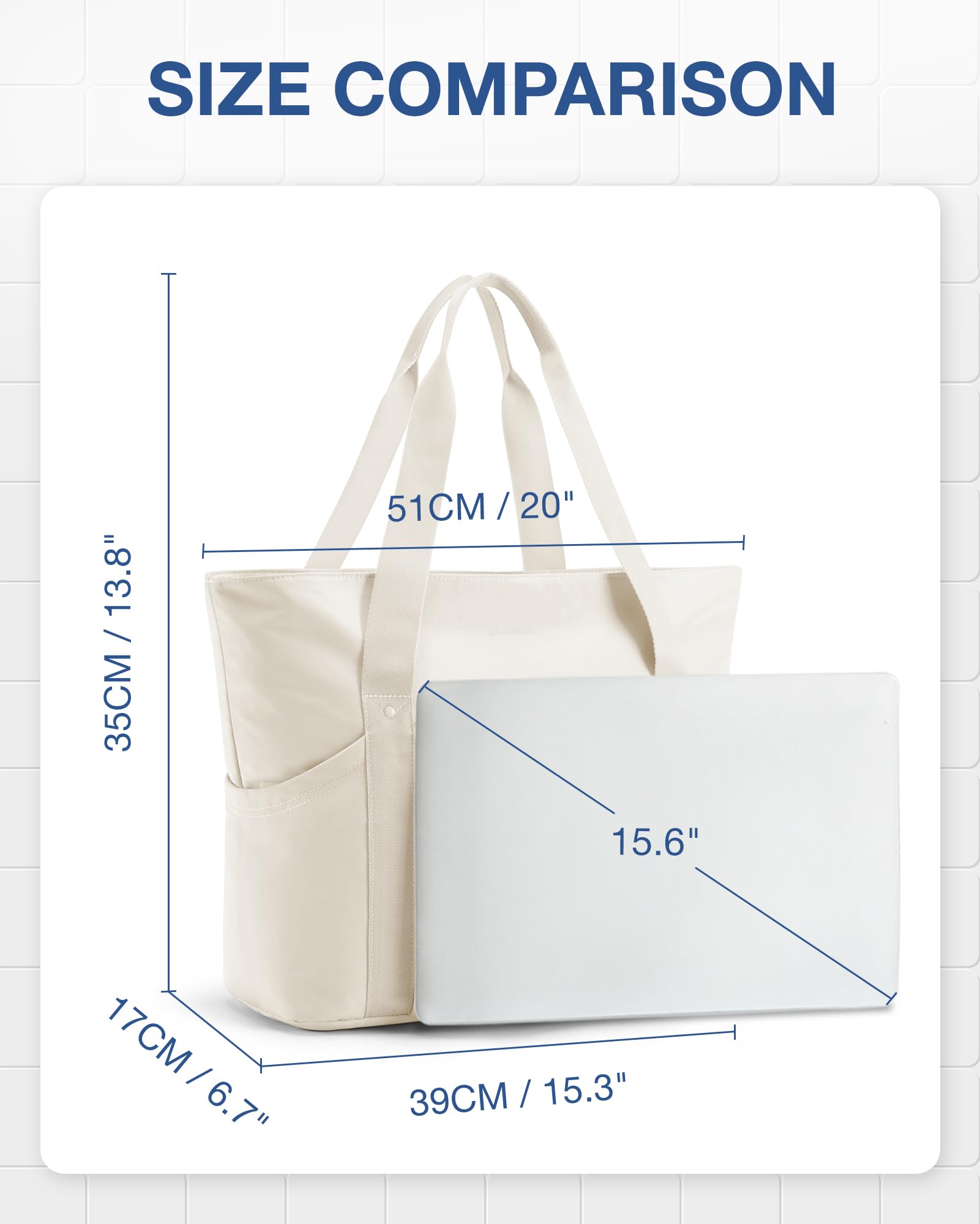 Foto 7 pulgar | Bolsa de Mano Bagsmart Beige para Mujer-Venta Internacional