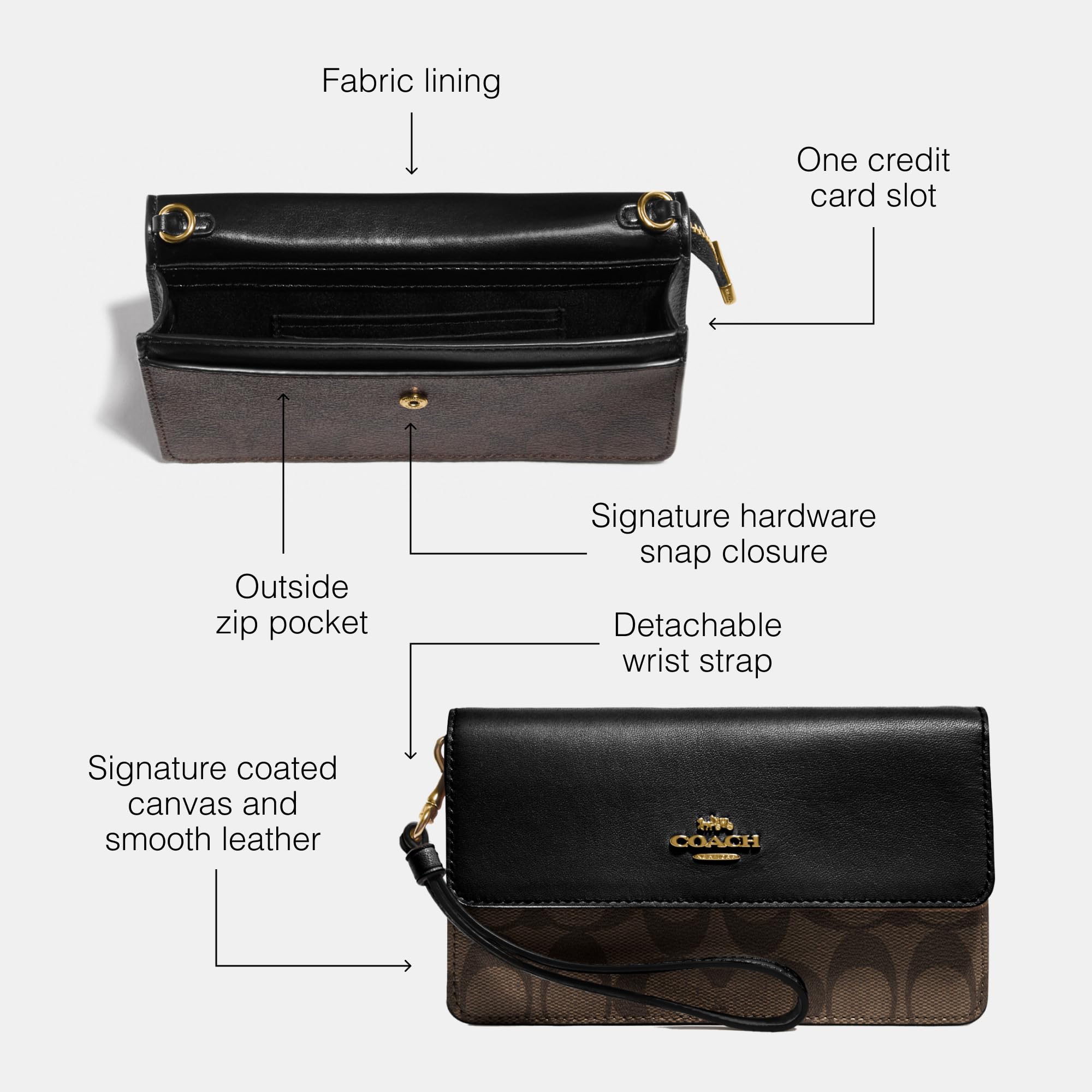 Foto 4 pulgar | Funda Plegable Wristlet Coach Signature - Venta Internacional.