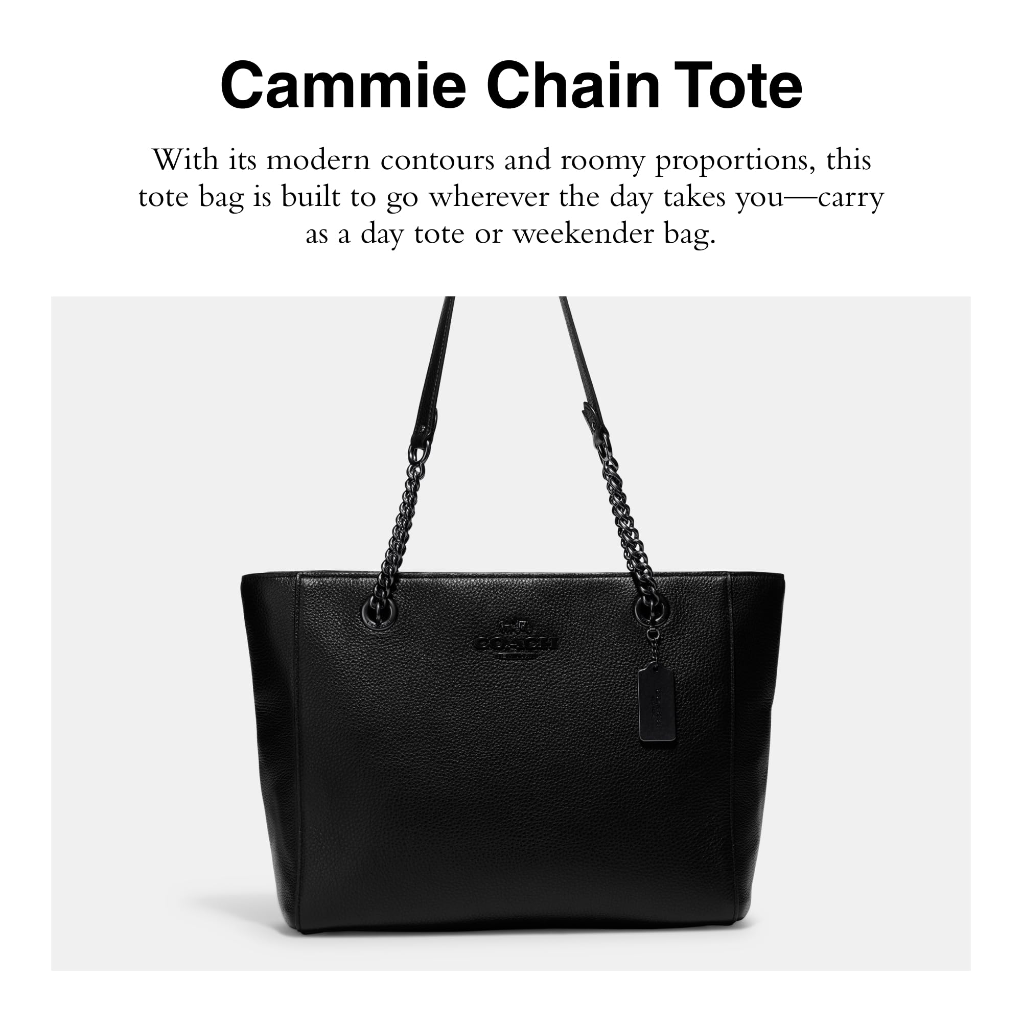 Foto 3 pulgar | Bolso De Mano Coach Cammie Chain, Piel Granulada Negra - Venta Internacional.