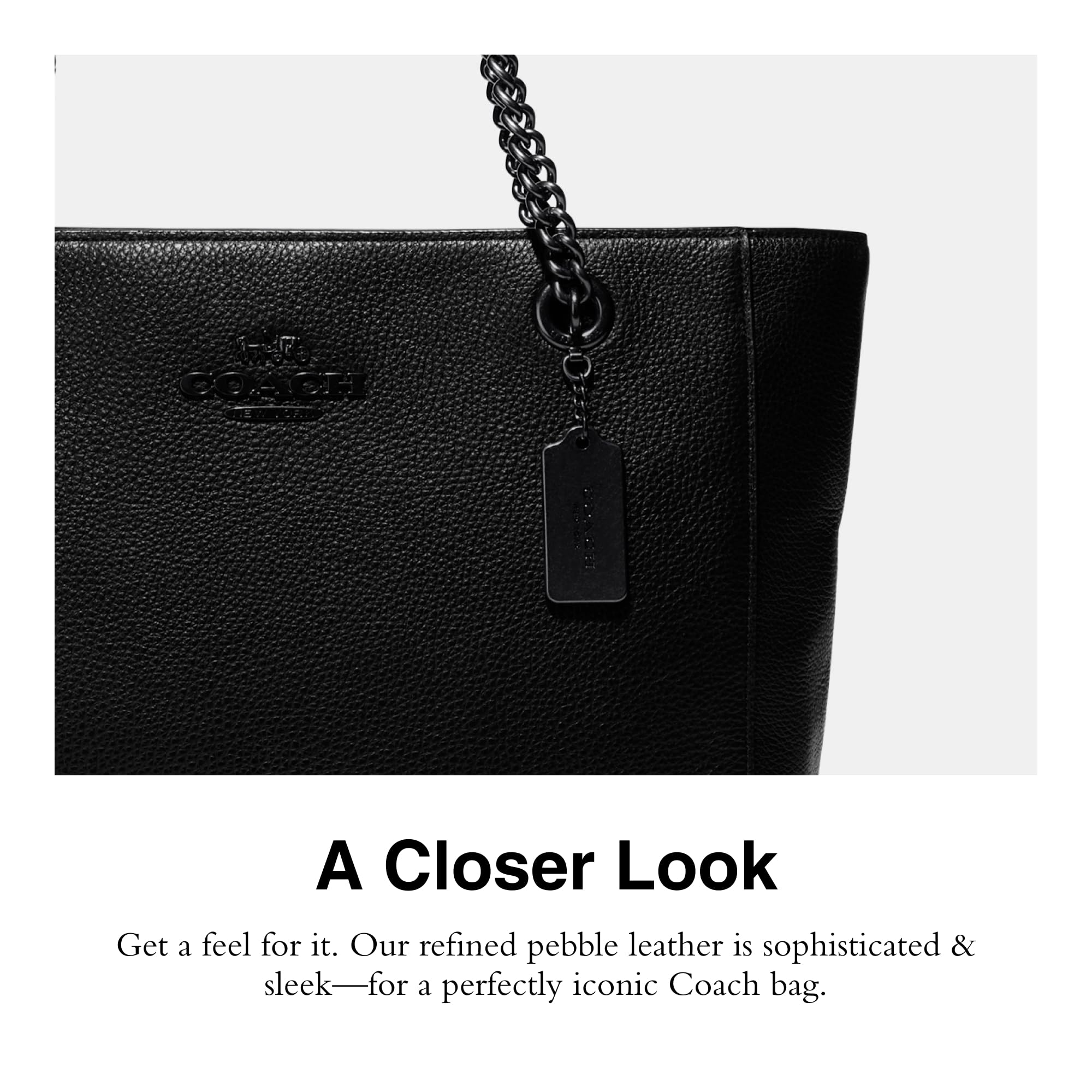 Foto 4 pulgar | Bolso De Mano Coach Cammie Chain, Piel Granulada Negra - Venta Internacional.