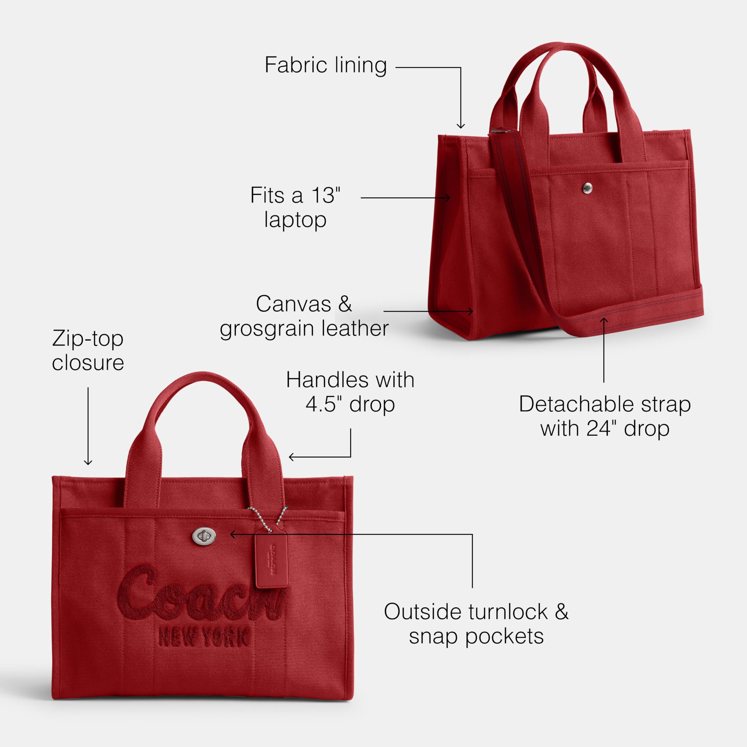 Foto 3 | Bolso Coach Cargo Lh/1941 Rojo - Venta Internacional.