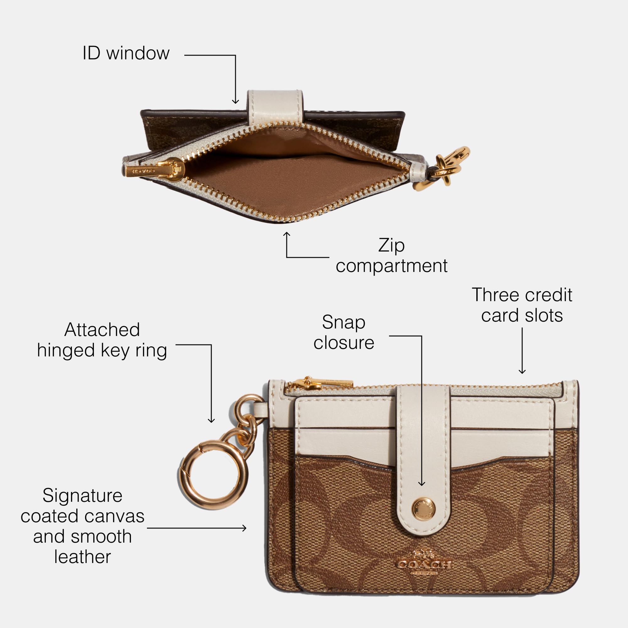 Foto 3 | Tarjetero Coach Signature Con Llavero - Venta Internacional.