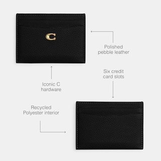 Foto 3 | Tarjetero Coach Polished Pebble Leather Essential Black - Venta Internacional.
